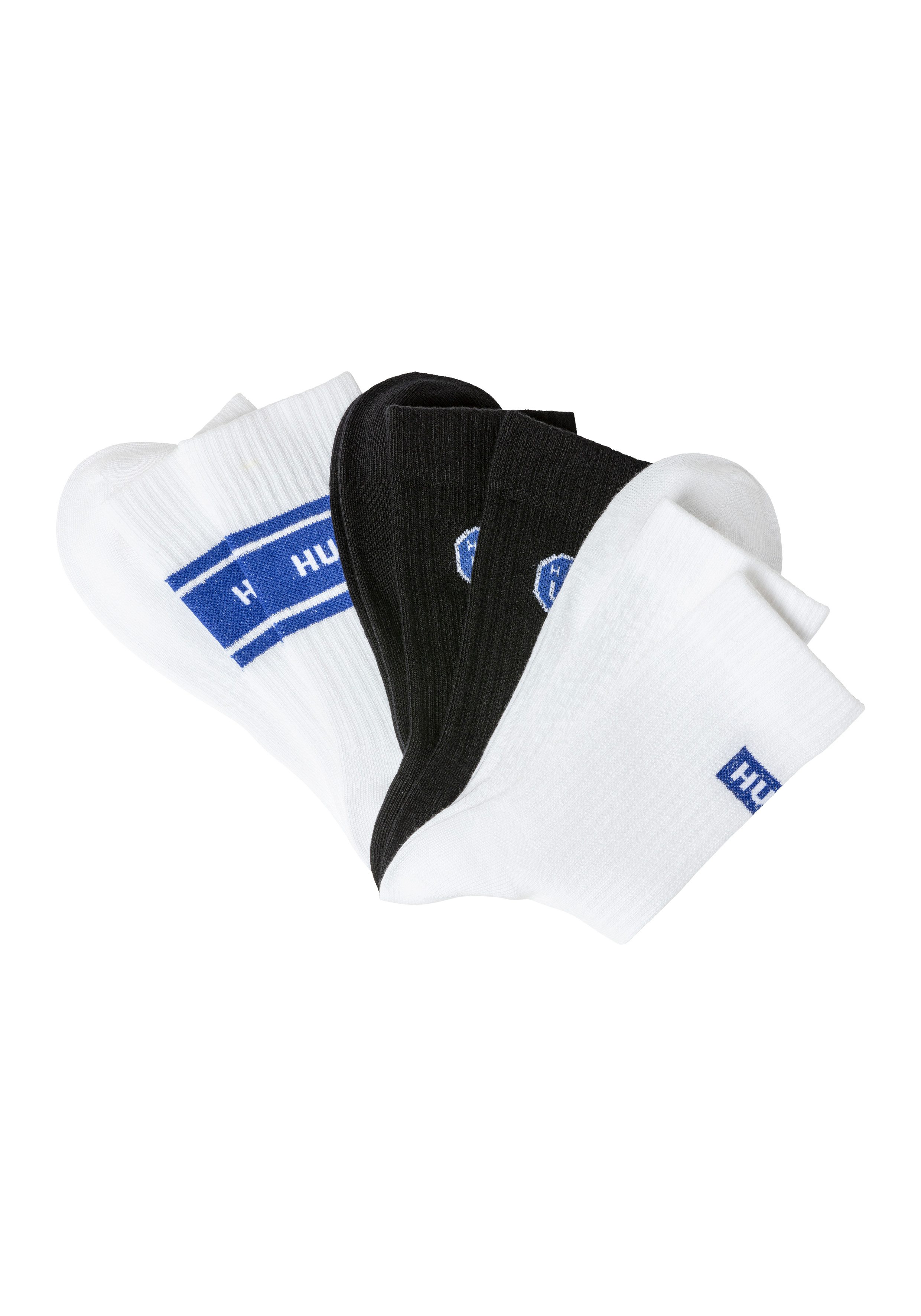 HUGO Blue Sokken 3P QS BLUE DESIGN met branding unisex sportsokken (set, 3 paar)