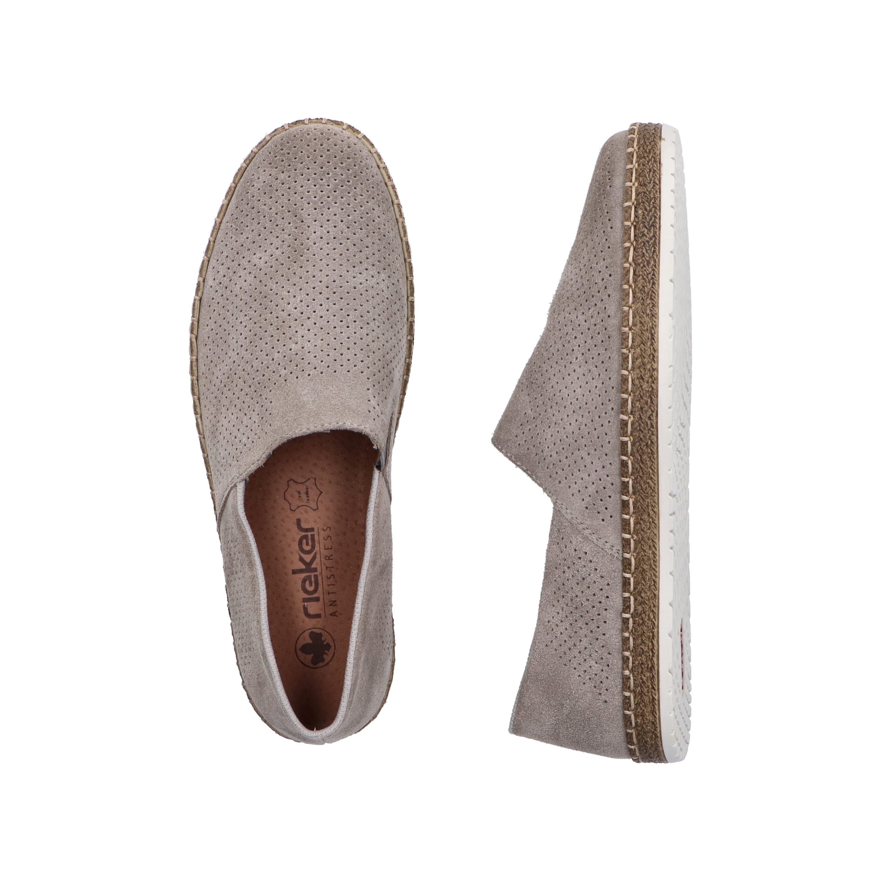 Rieker Instappers , instapschoen, casual slipper, moccasin met perforatie