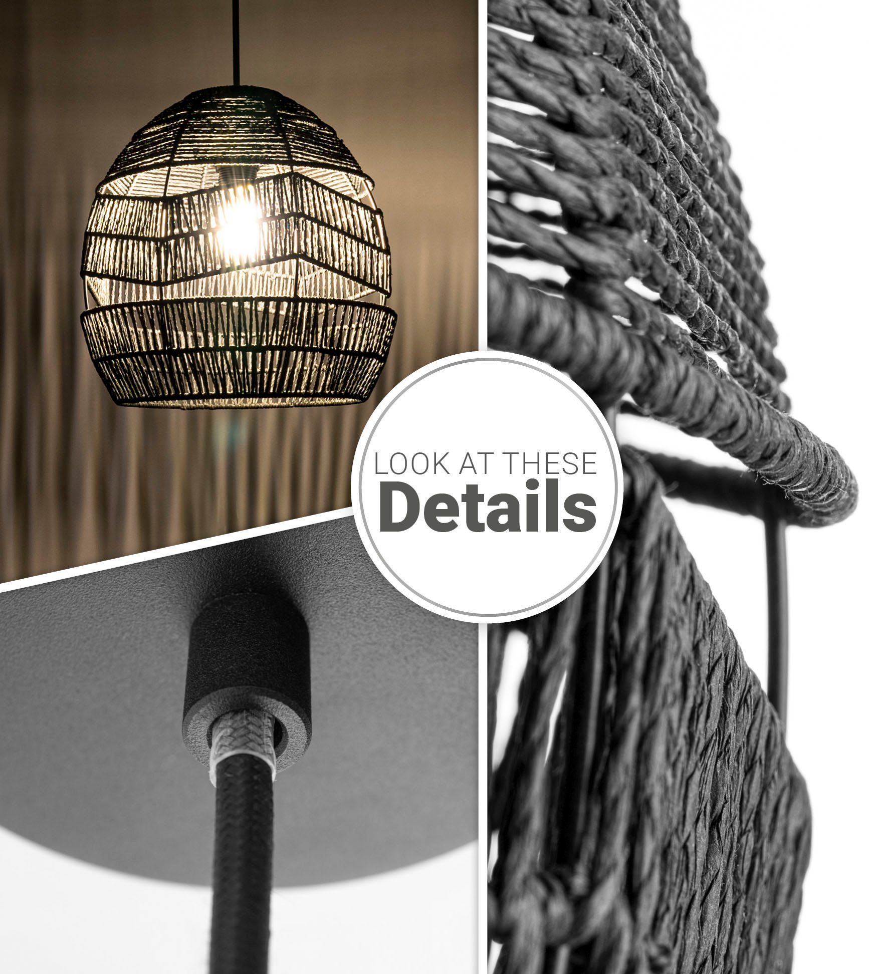 Paco Home Hanglamp Villa Pendellamp hanglamp vintage rustiek LED Boho papier E27