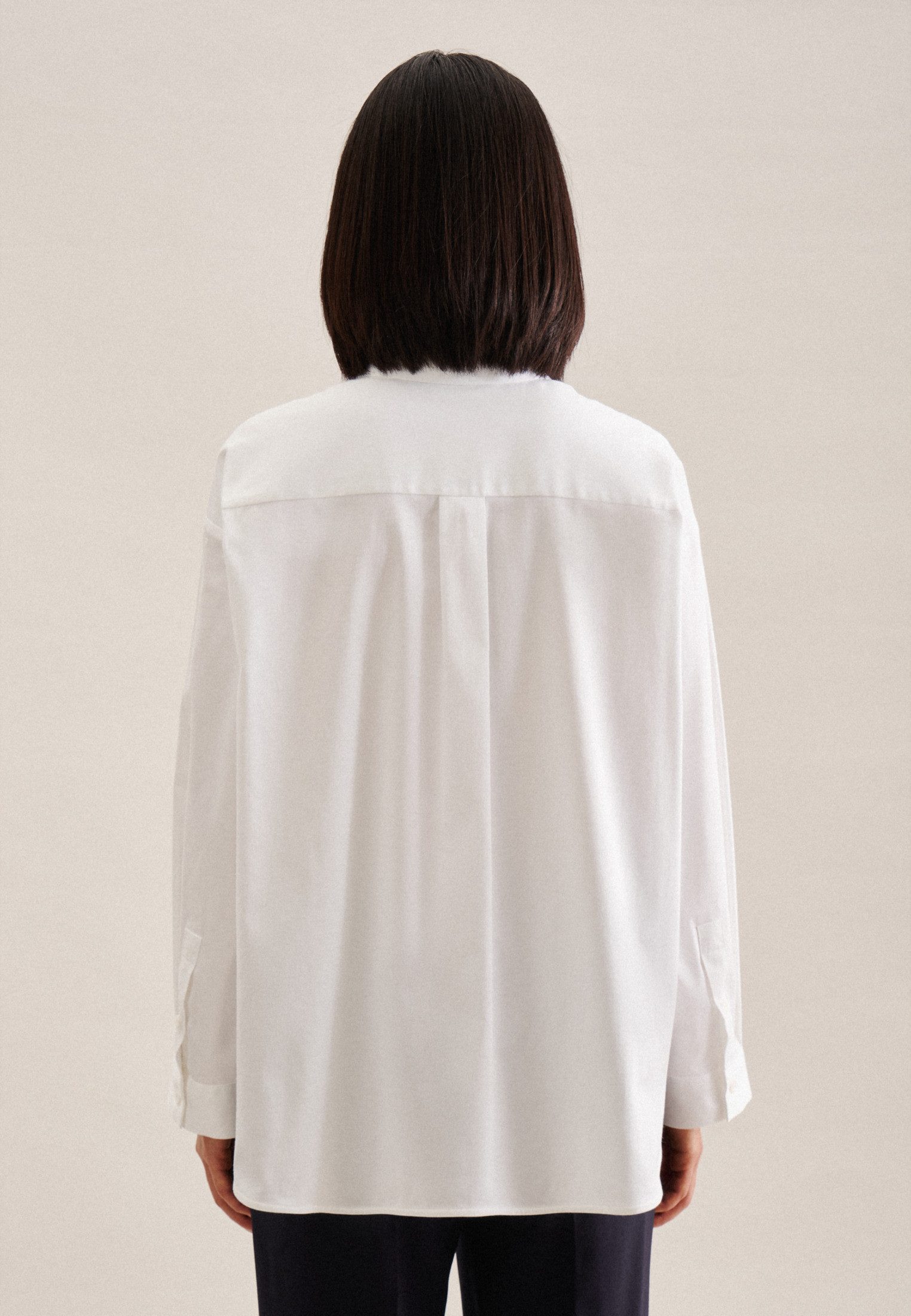 seidensticker Overhemdblouse Zwarte roos Lange mouwen kraag uni