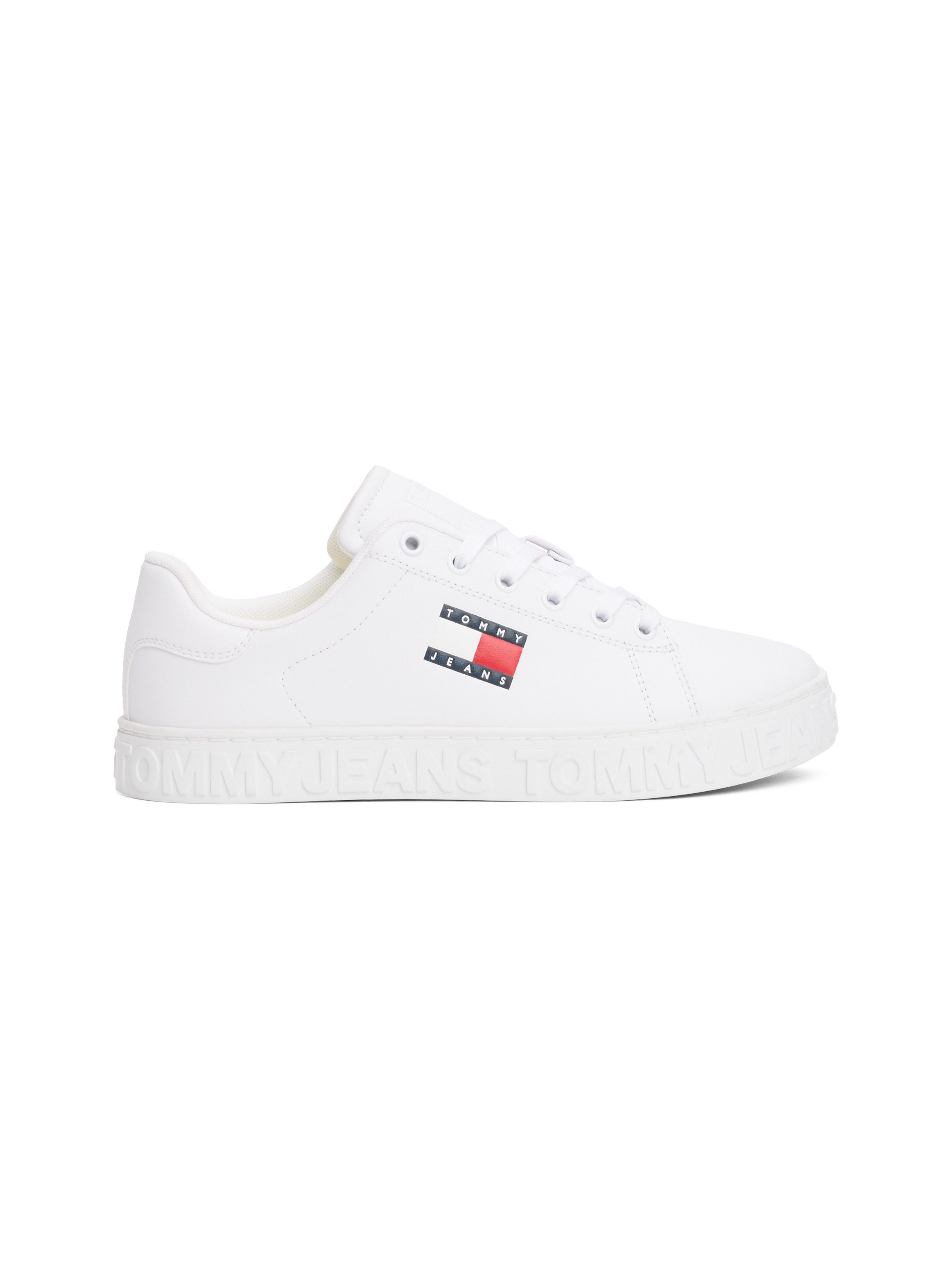 TOMMY JEANS Plateausneakers TJW LOGO OUTSOLE SNEAKER ESS vrijetijdsschoen, lage schoen, veterschoen met zijlogo-vlag