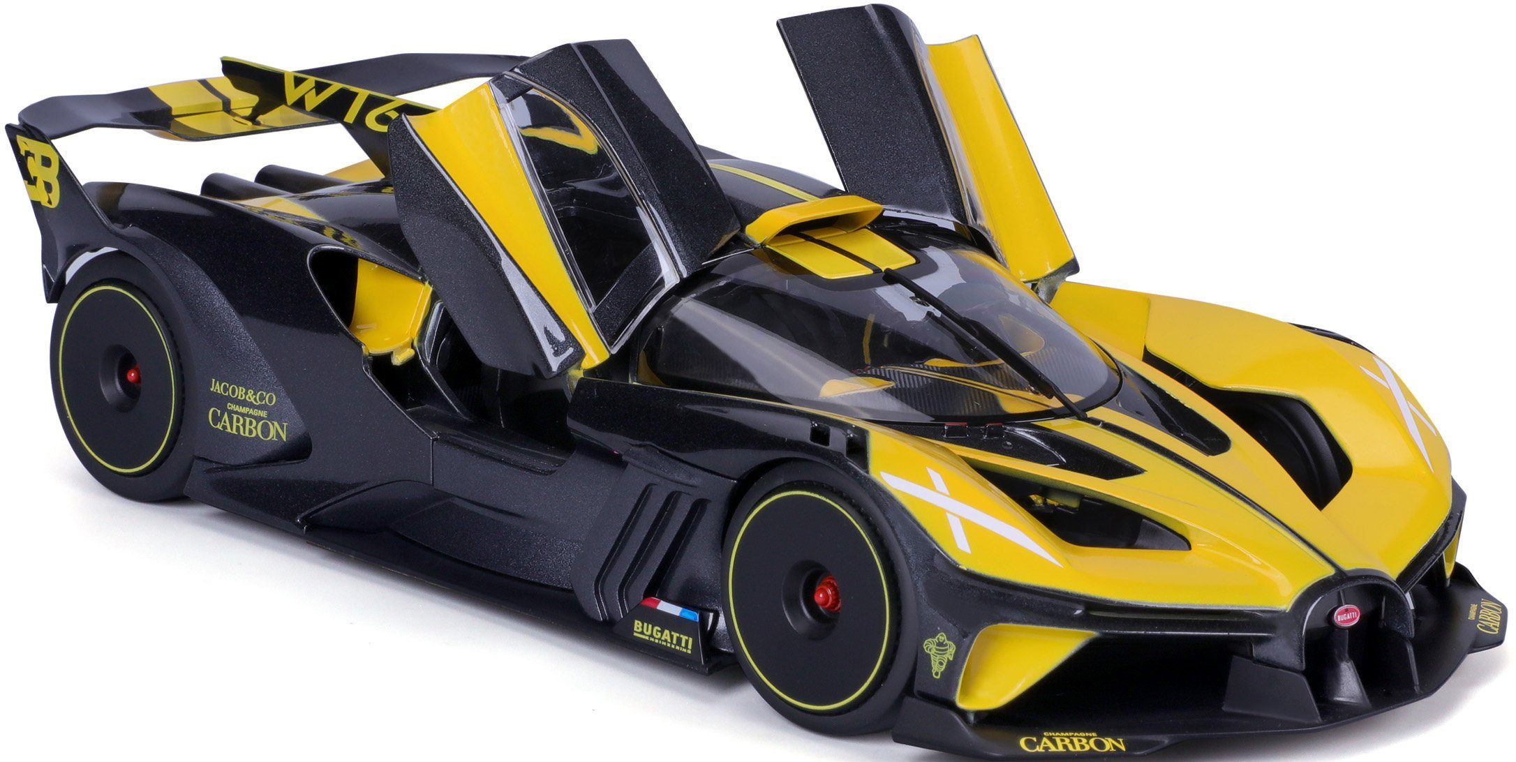 Bburago Auto op schaal Bugatti Bolide, geel/zwart