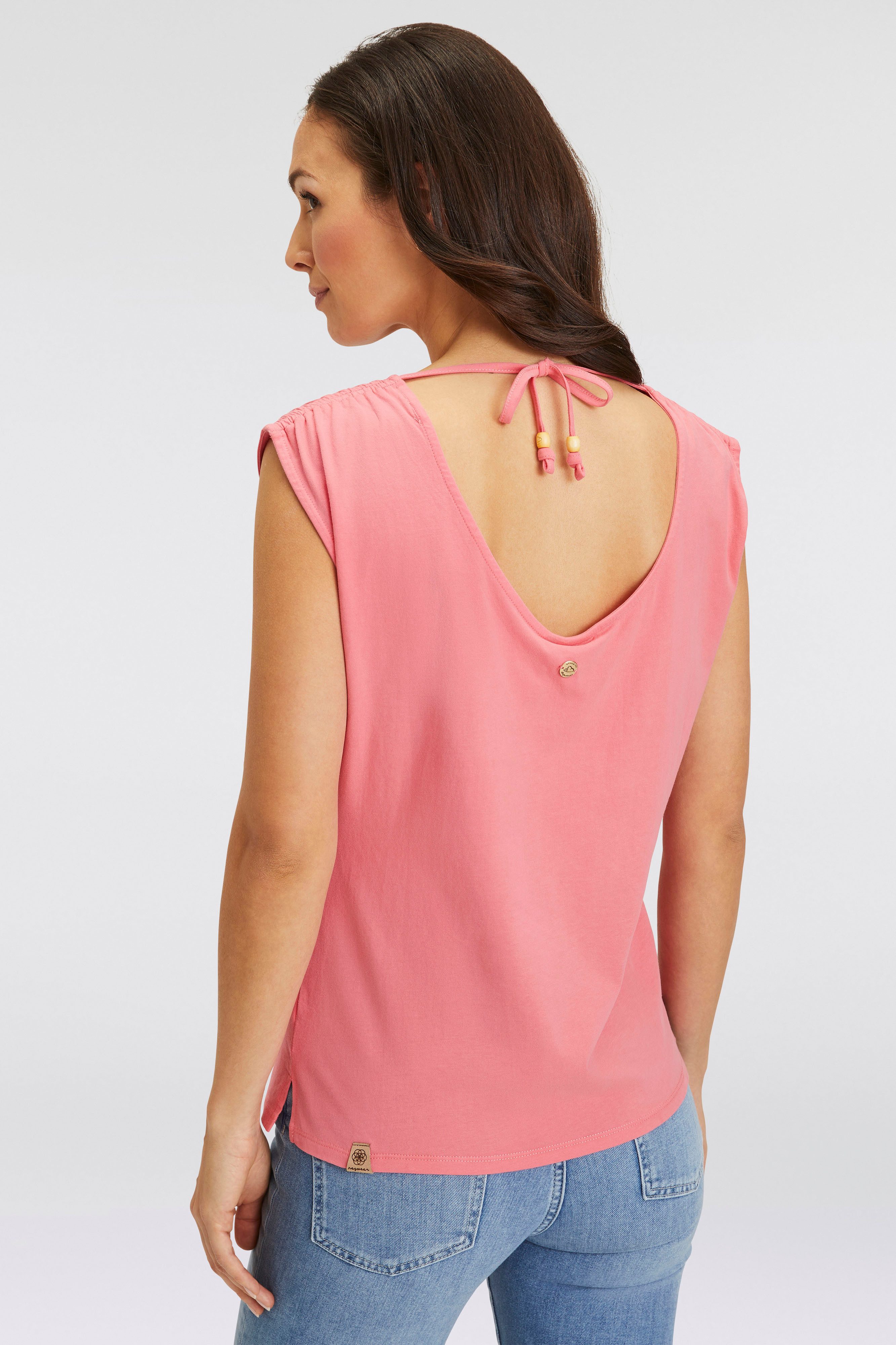 Ragwear Shirt met korte mouwen GREETA grote ruguitsnijding met band om vast te houden