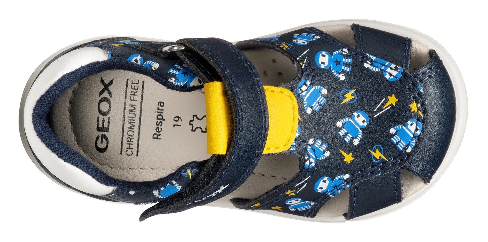 Geox Babyschoentjes B SANDAL ZAPITO BOY , babyschoen, sandaal, klittenbandschoen met schattige robotmotieven