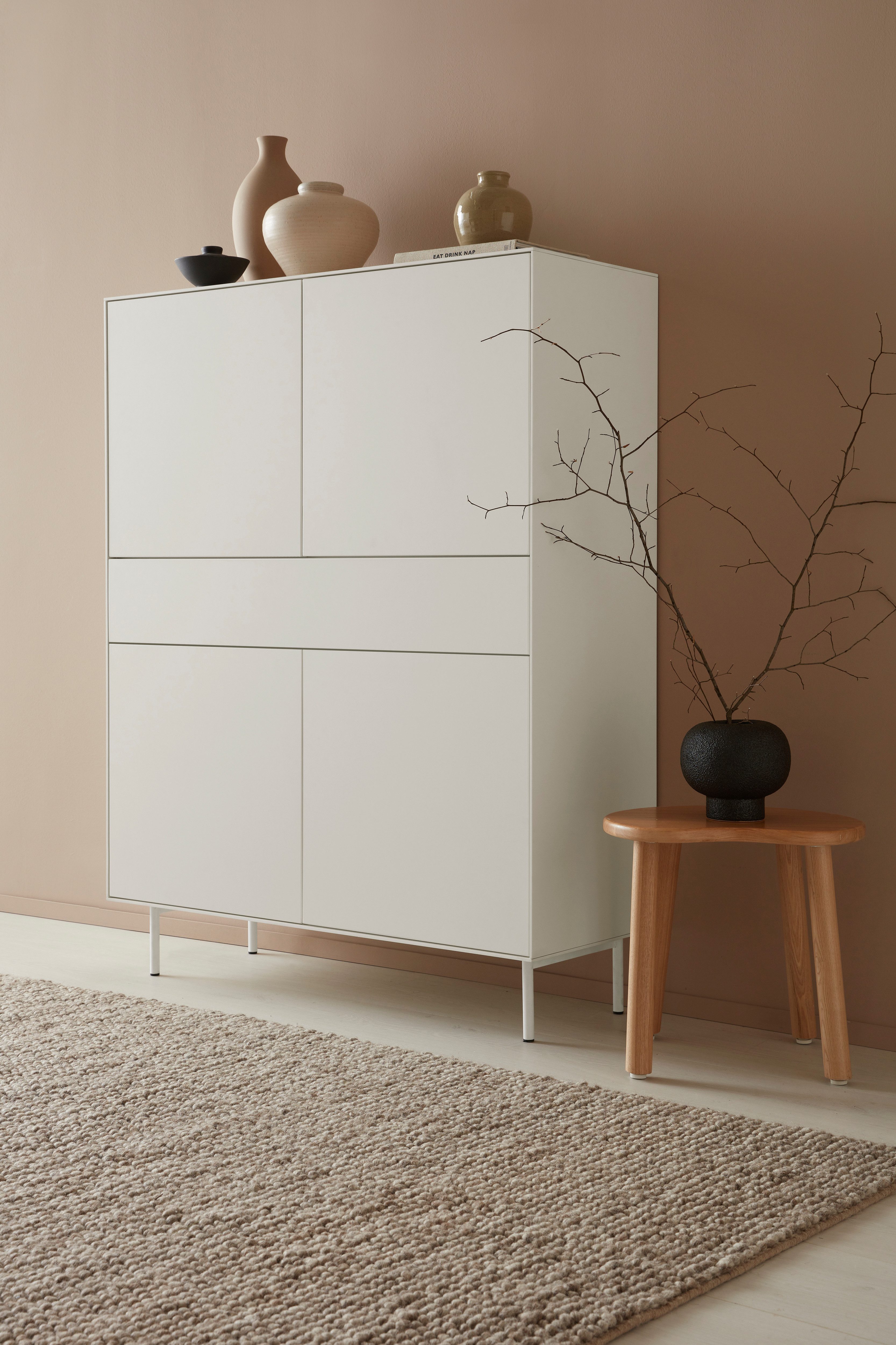 LeGer Home by Lena Gercke Highboard Essentials Hoogte: 144 cm, MDF gelakt, push-to-open functie