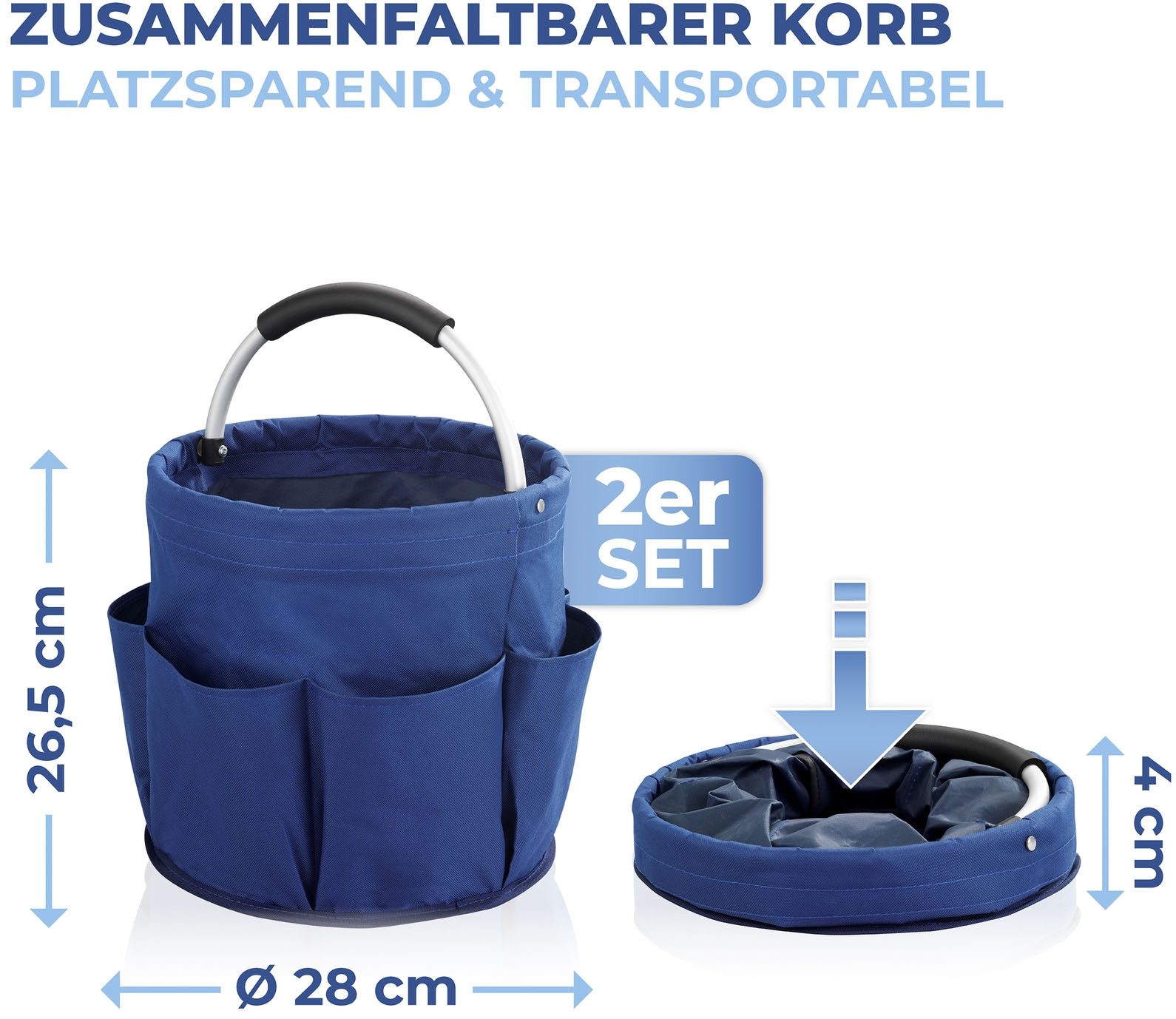 Maximex Organizer Universal-Reinigungs-Caddy Multifunctioneel mand met 6 buitenzakken, ideaal voor huishouden, tuin & kamperen (set, 2-delig)