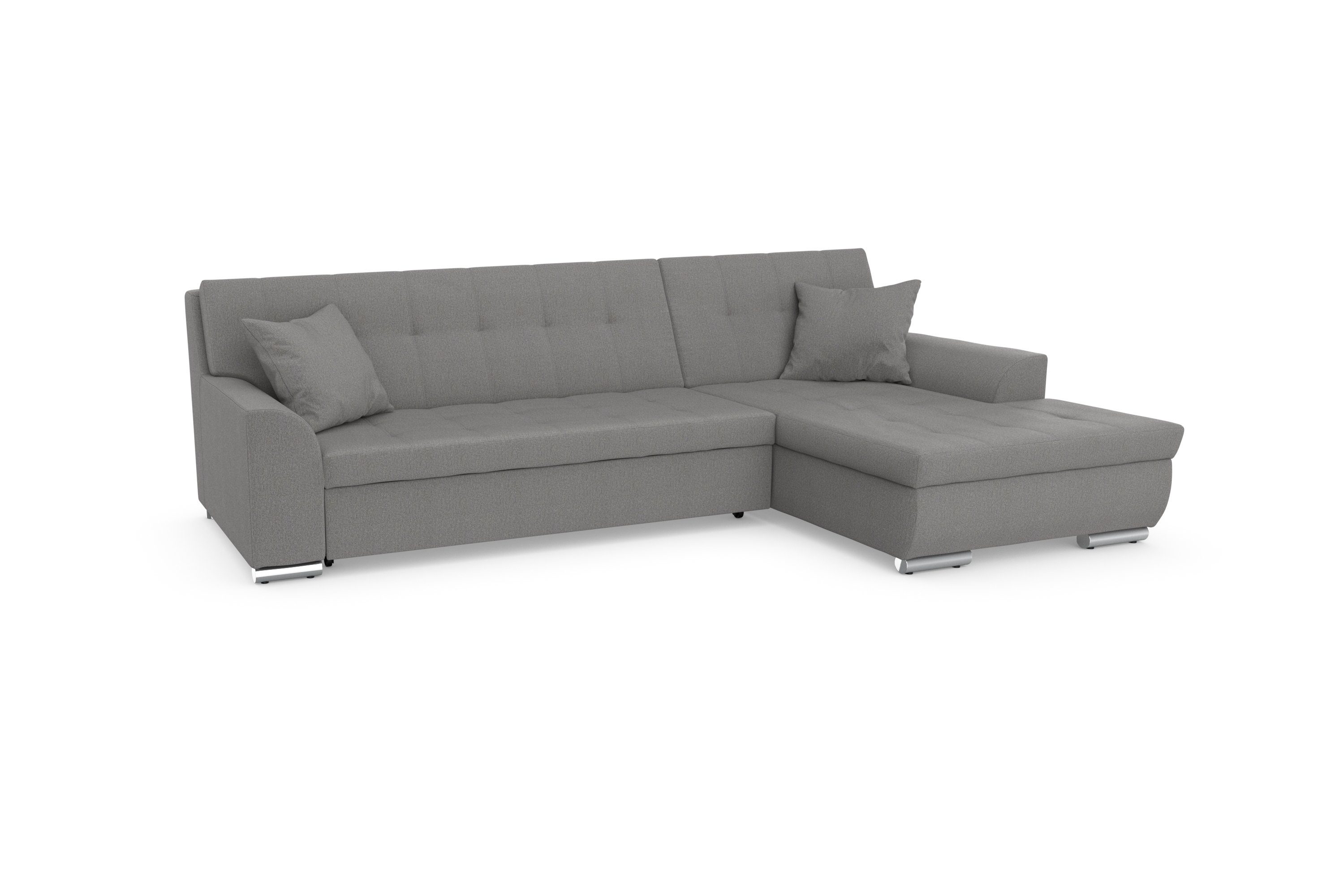 DOMO collection Hoekbank Treviso veel bekledingen, ook in cord, L-vorm, B/D/H: 267/80/83 cm optioneel met slaapbank functie, incl. sierkussens, hoogwaardig doorgestikt patroon