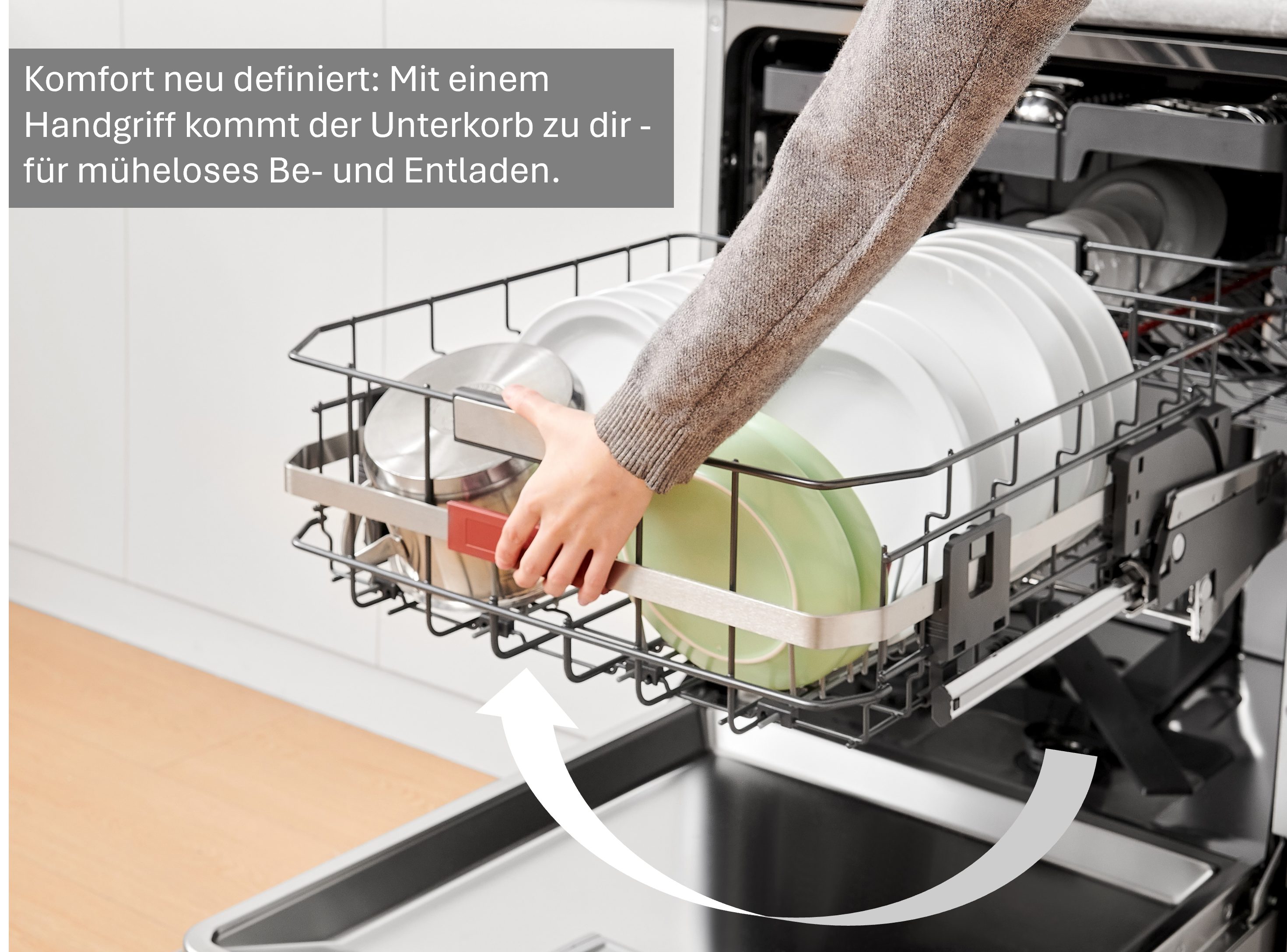 Hanseatic Onderbouwvaatwasser HGU6082B147931ES, 82 cm x 60 cm, Onderkorf met comfortabele heftechniek