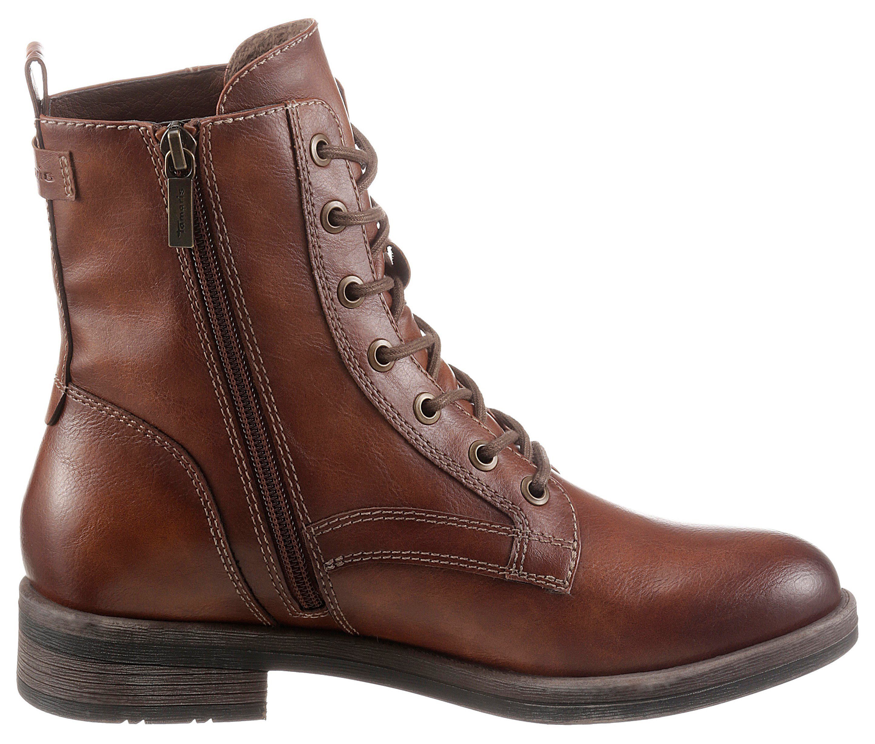 Tamaris Hoge veterschoenen SHAE blokhak, veterschoenen, laarsjes met decoratieve ritssluiting