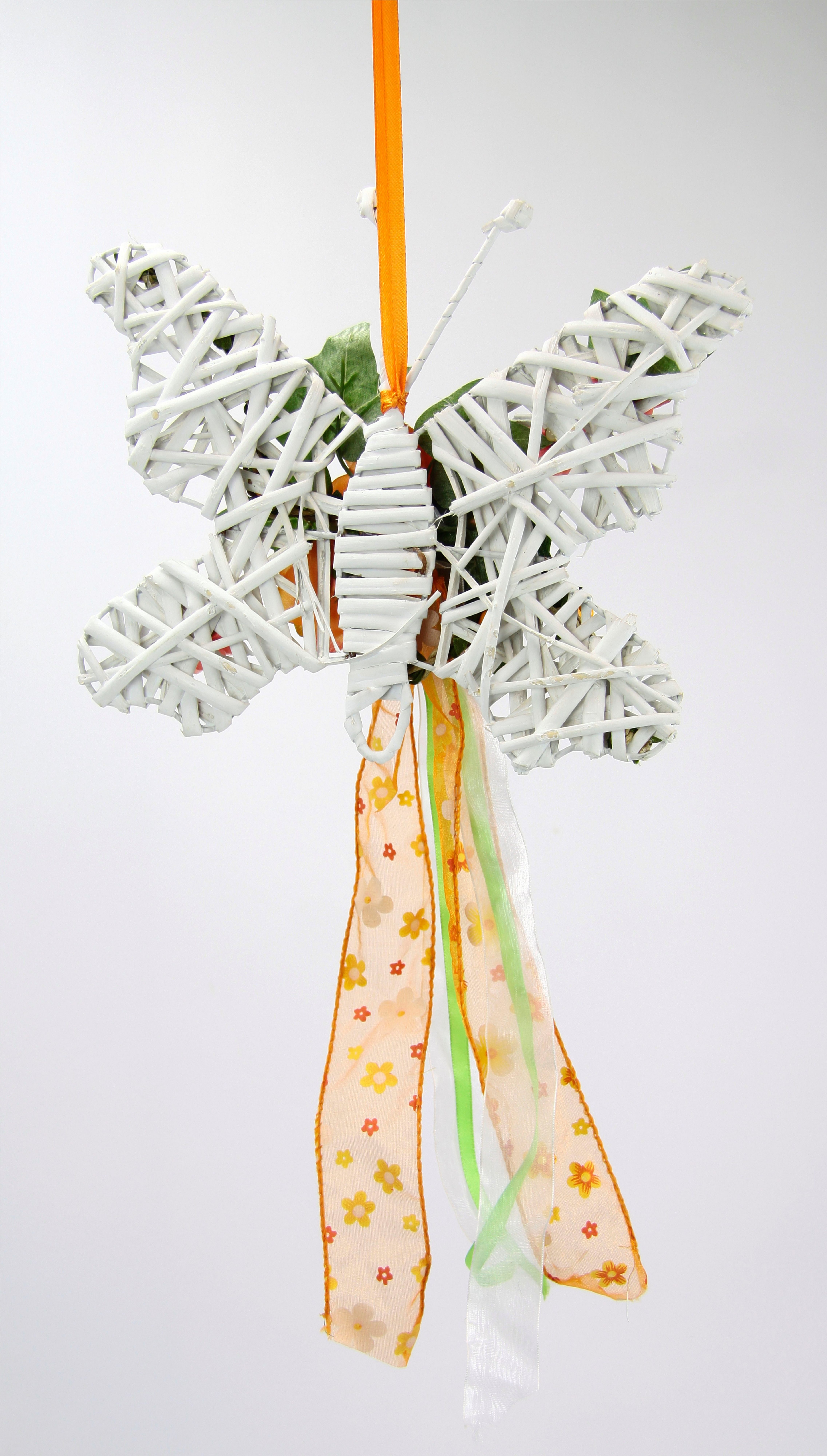 I.GE.A. Kunstkrans Met vlinder en kunstbloemen, rozen, bloesems & strik om te hangen (1 stuk)