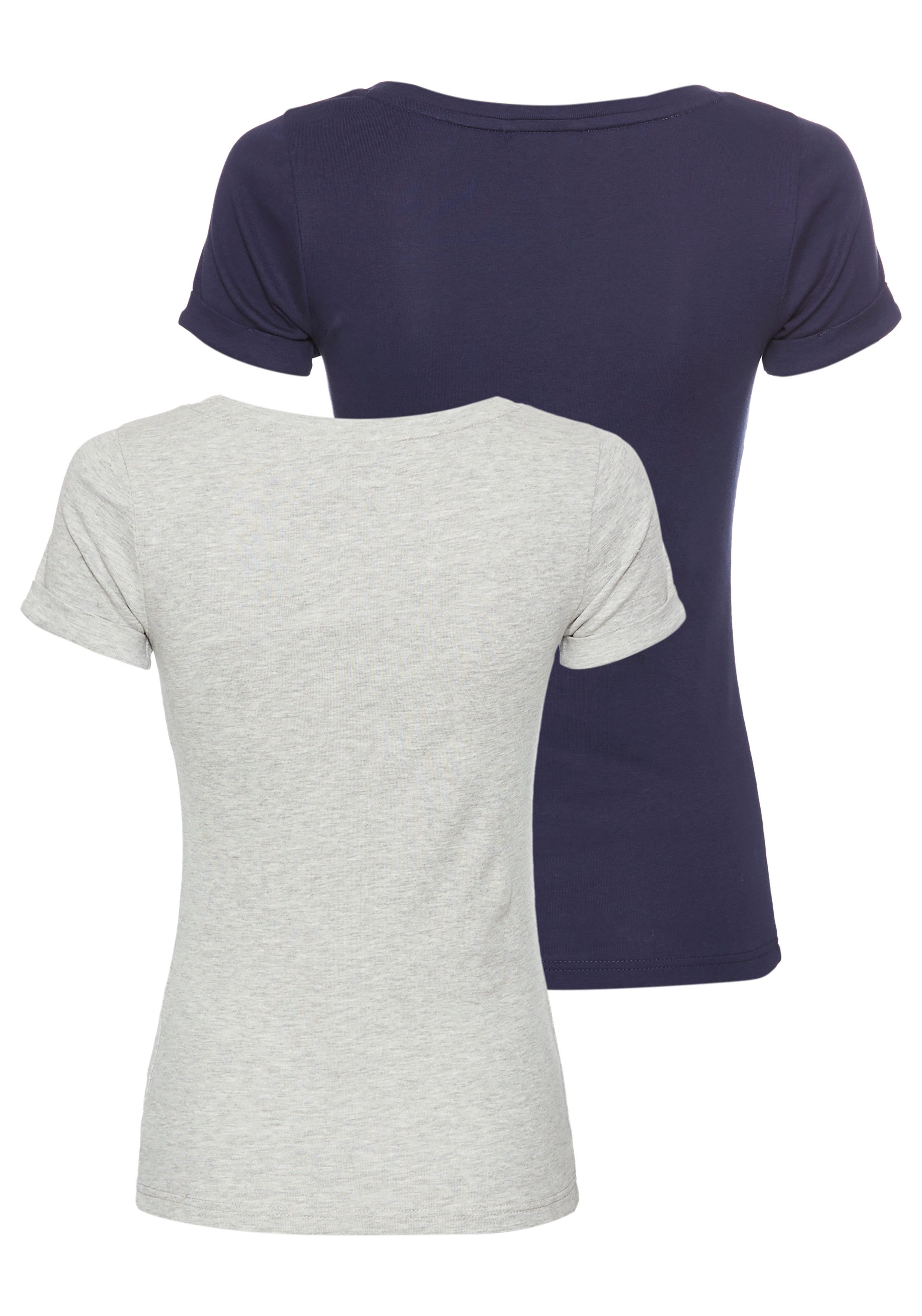 DELMAO T-shirt in maritieme stijl met omgeslagen mouw - nieuwe collectie (2-delig, Set van 2)