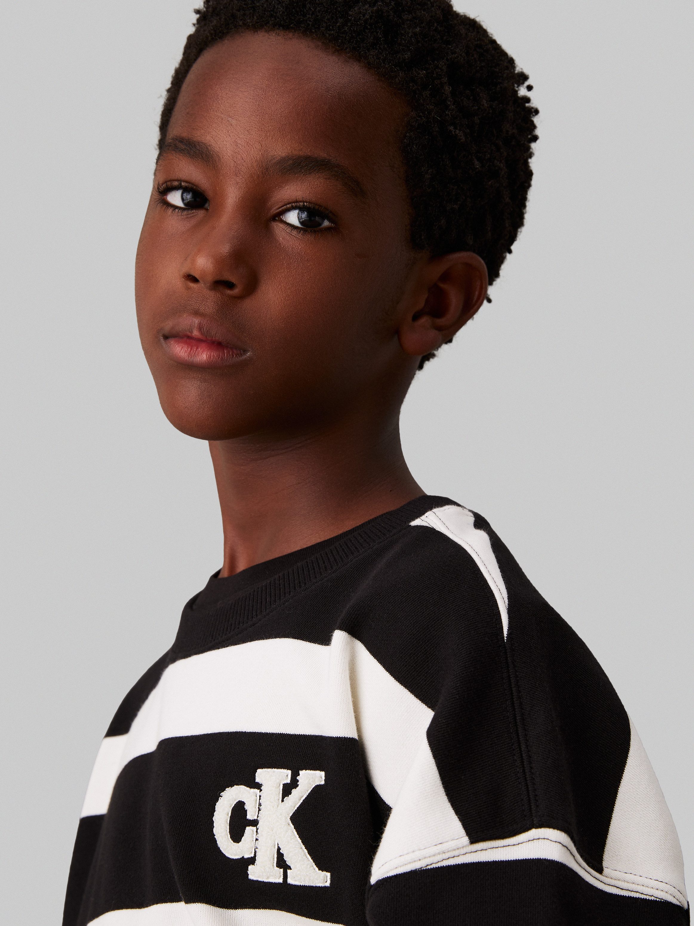 Calvin Klein Sweatshirt Striped Modern Comfort Cn voor kinderen tot 16 jaar en met logo-patch