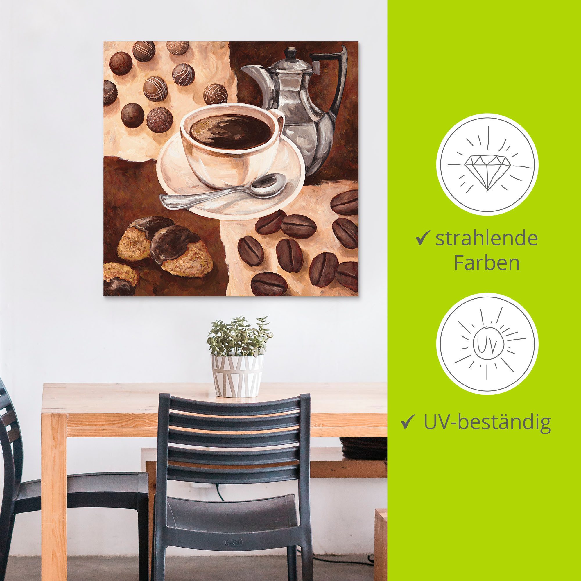 Artland Aluminium dibond print Koffietijd geschikt voor binnen en buiten, buitenafbeelding