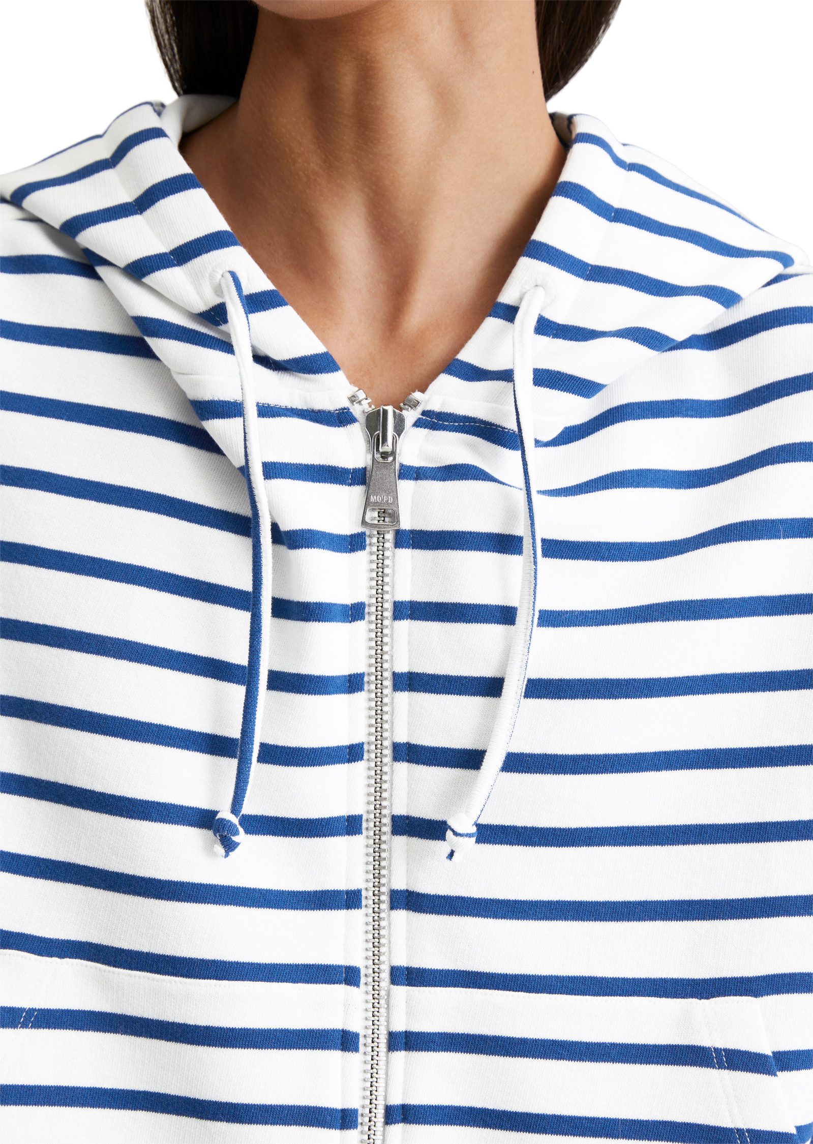 Marc O'Polo DENIM Capuchonsweatvest gestreept, relaxed fit, brede manchetten