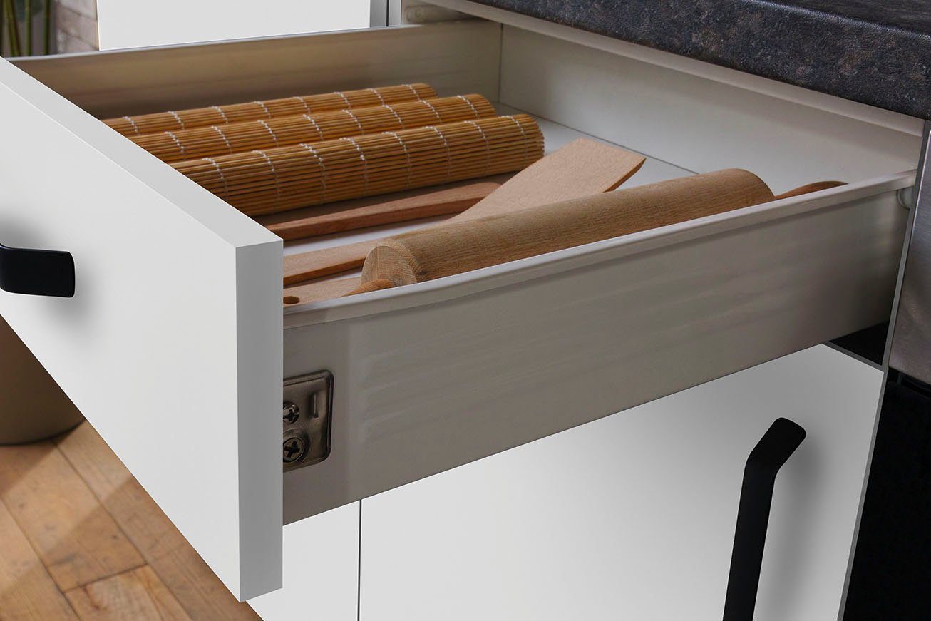 wiho Küchen Keukenblok "Simi", met verstelbare voeten, breedte 280 cm, keuze met elektrische apparaten, soft-close functie in lades & uittrekken