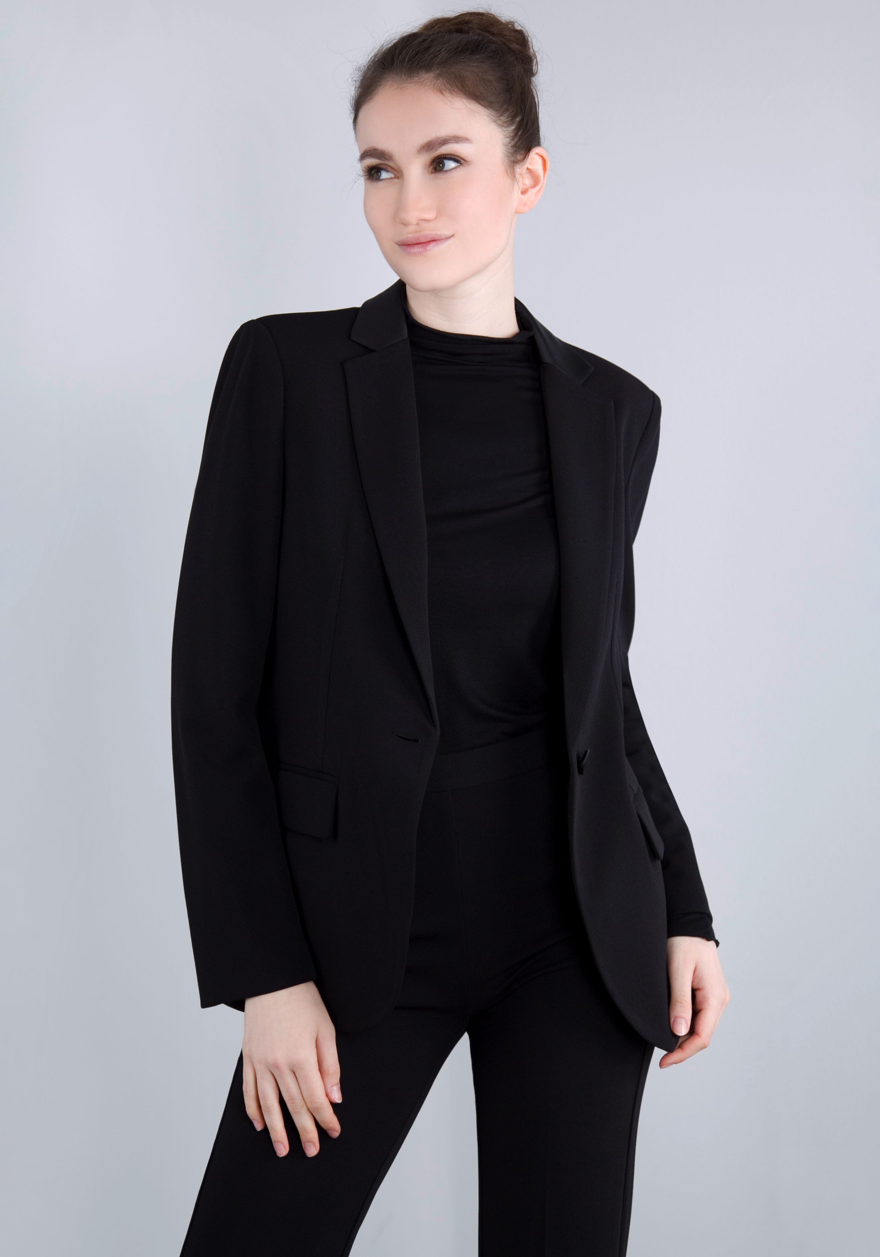 IMPERIAL Lange blazer met satijnen details en stretch