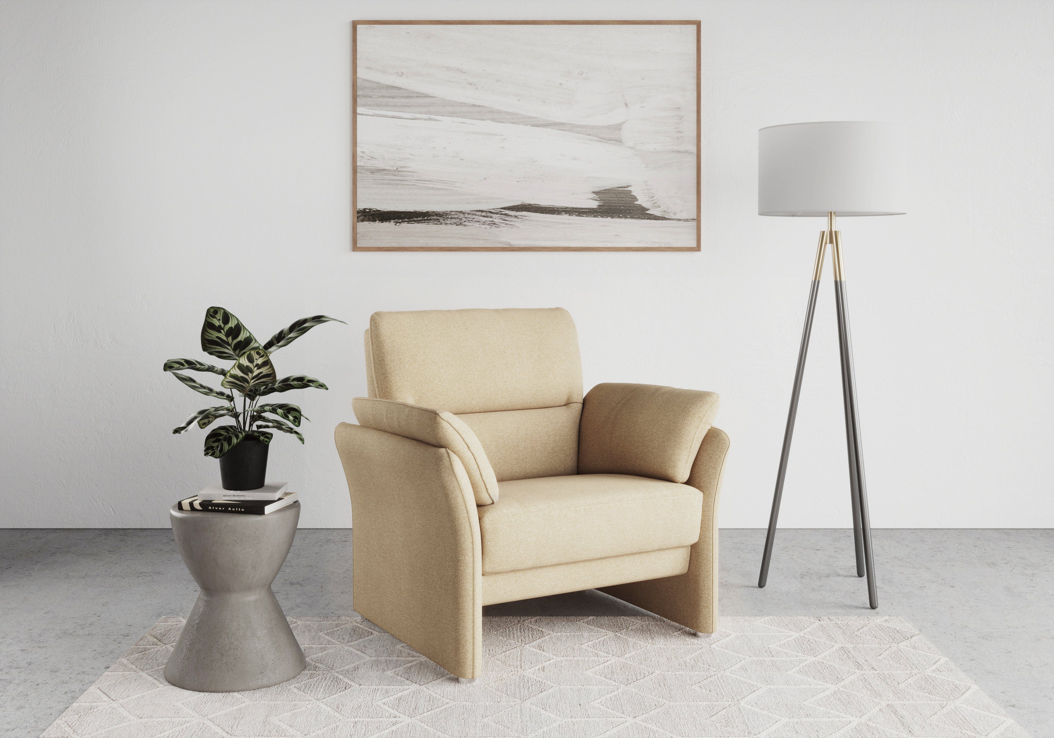 DOMO collection Fauteuil Pina cocktailsstoel Bijpassende fauteuil bij de serie, met binnenvering fauteuils beige