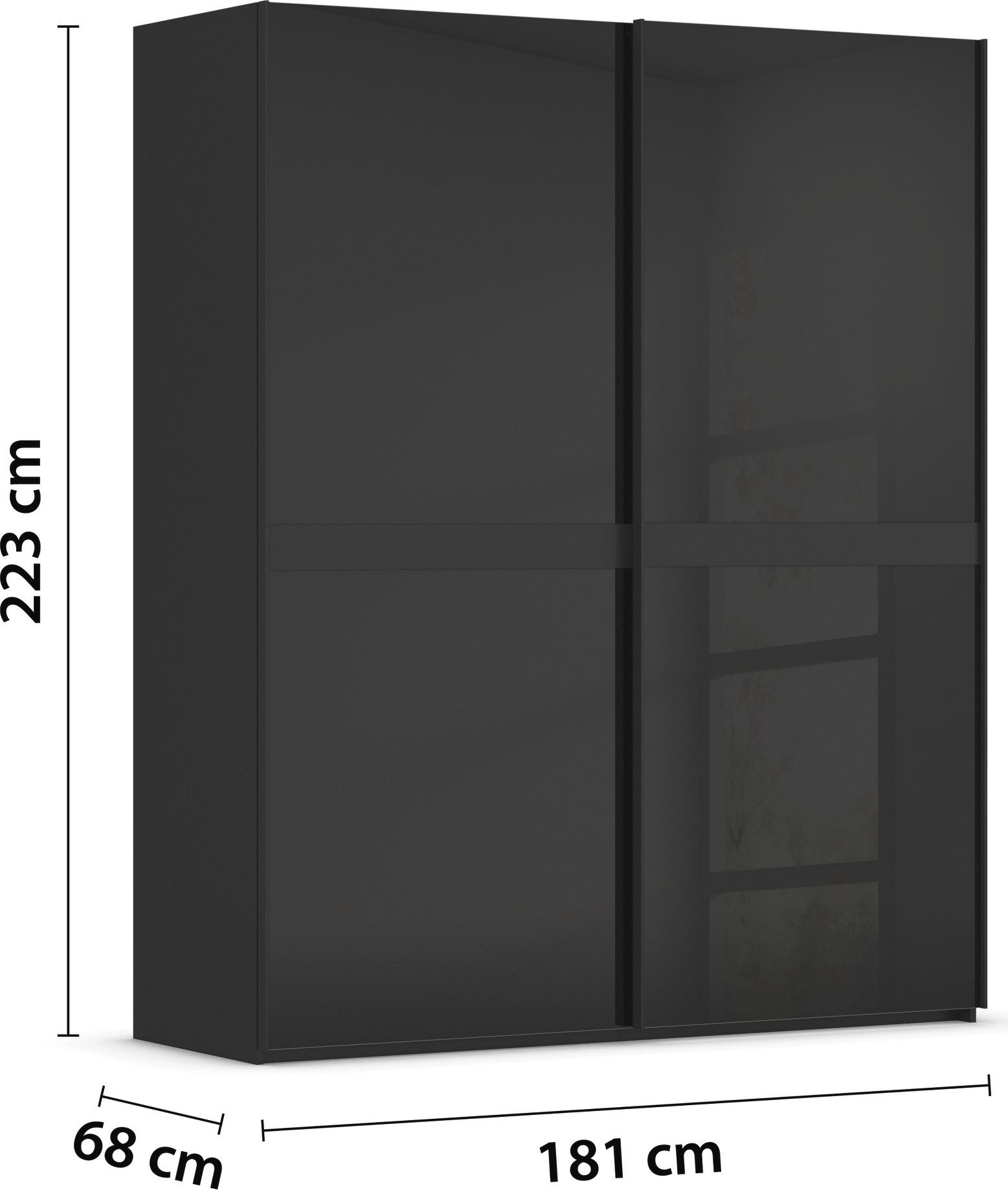 rauch Schuifdeurkast Kledingkast kast garderobe slaapkamerkast SCALE-LINE edel uiterlijk met buikband in corpuskleur met glasfront made in germany