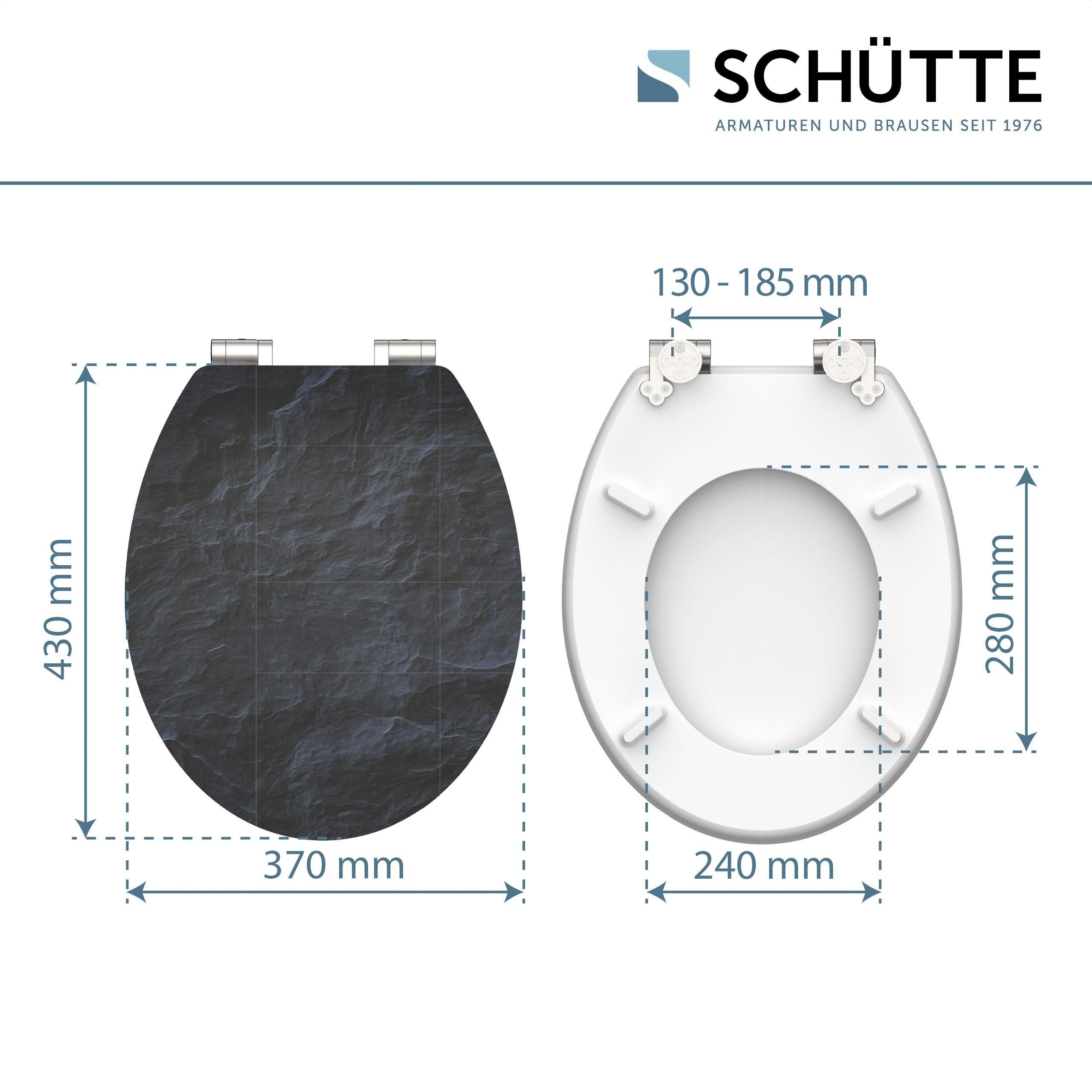 Schütte Toiletzitting Black stone High gloss met houten mdf-kern, met softclosemechanisme