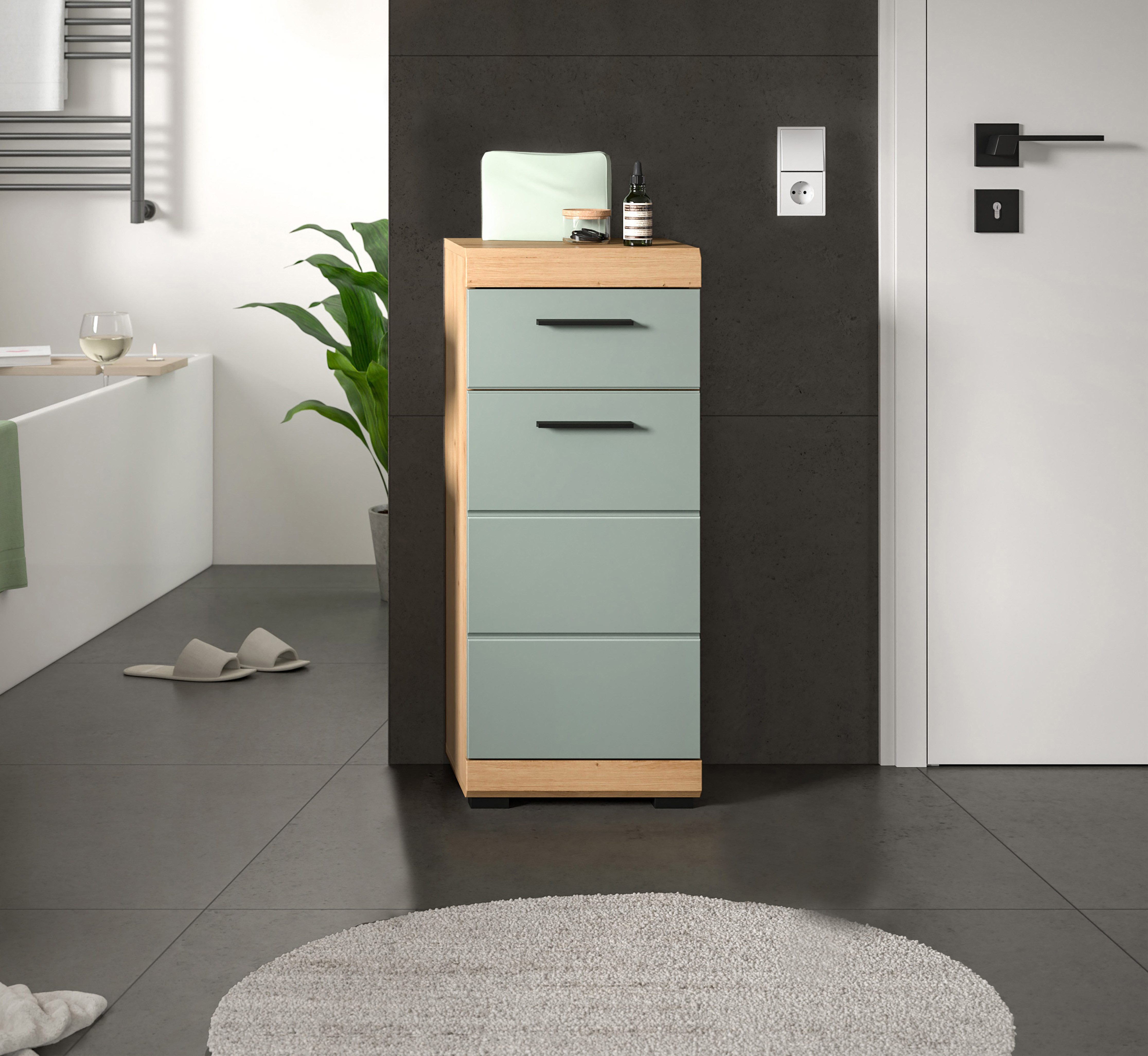 INOSIGN Onderkast Siena, breedte 37 cm, 1 deur, 1 lade, 2 vakken, MDF-front in verschillende kleuren verkrijgbaar, badkamermeubels, badkamerkast, commode, badkamer (1 stuk)