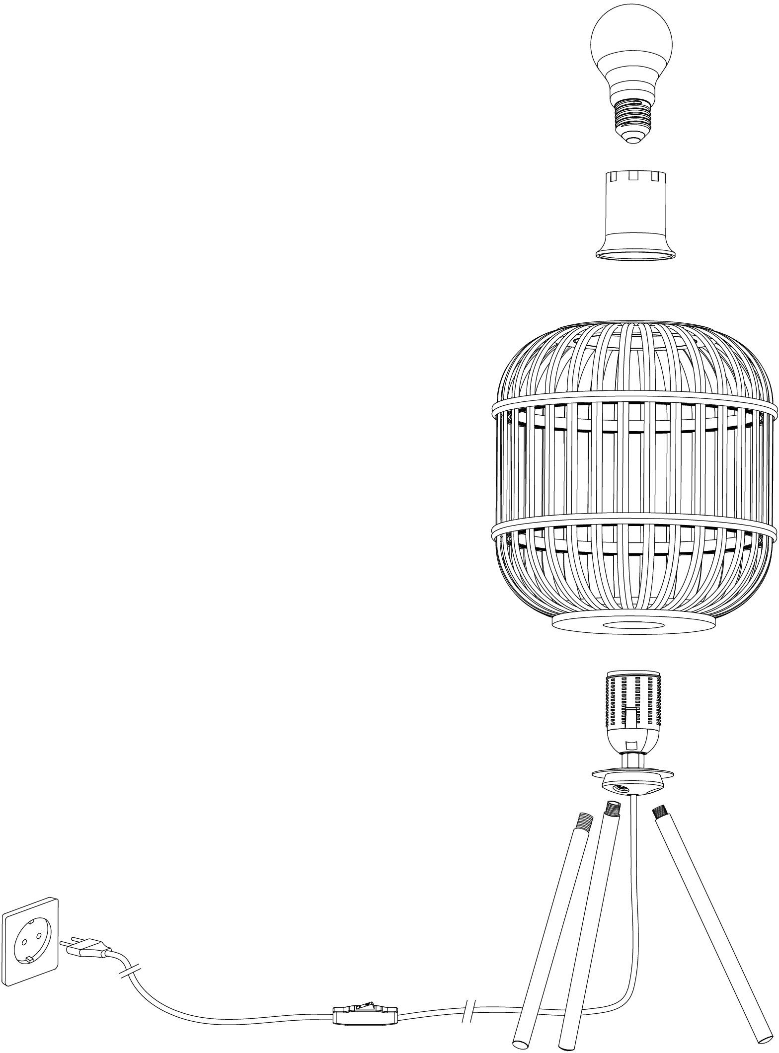 EGLO Tafellamp BORDESLEY Tischlampe, E27, Stahl und Holz, Wohnzimmerlampe, Lampe