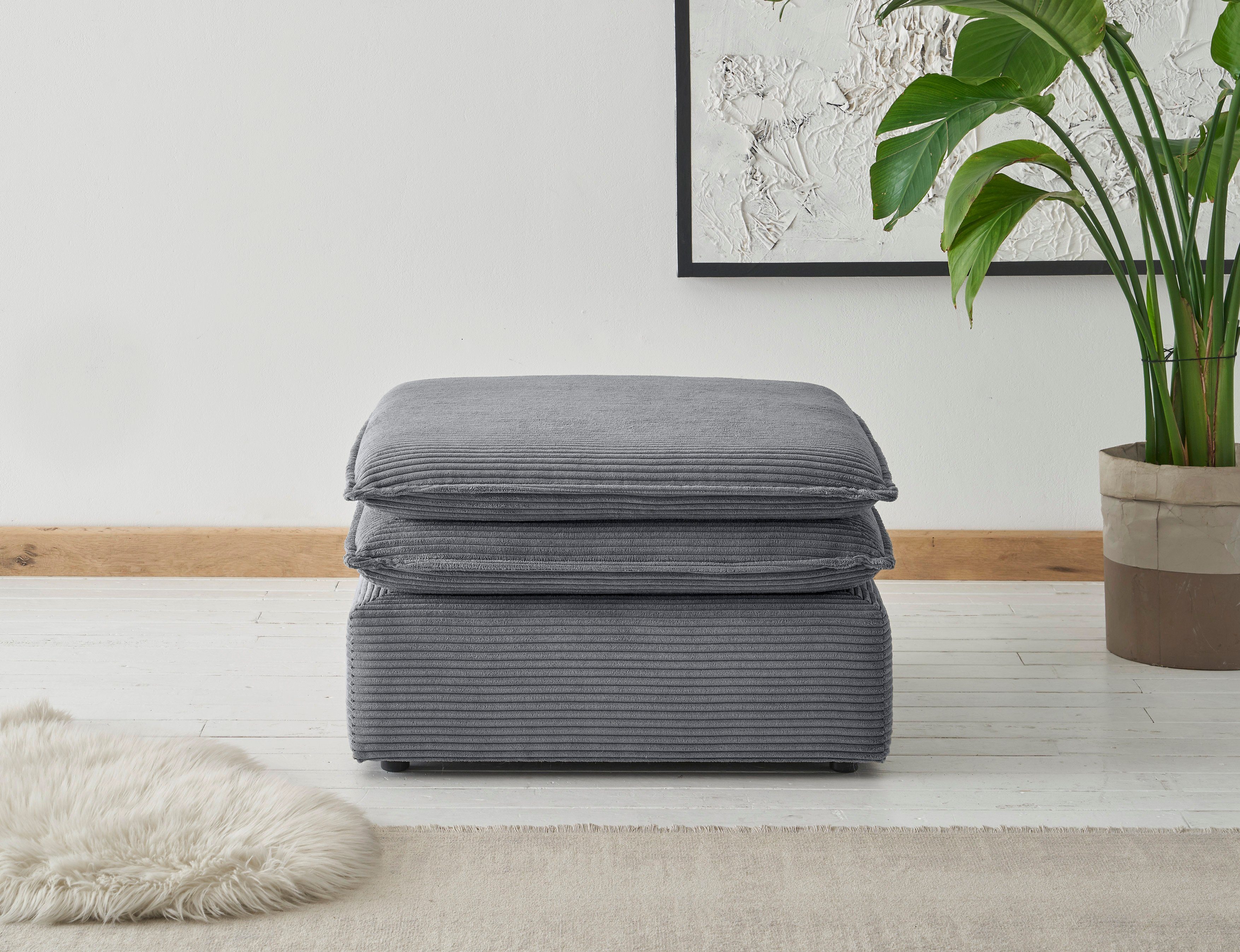 Places of Style Hocker PIAGGE Hoogwaardige cord, passend bij de fauteuil hockers grijs