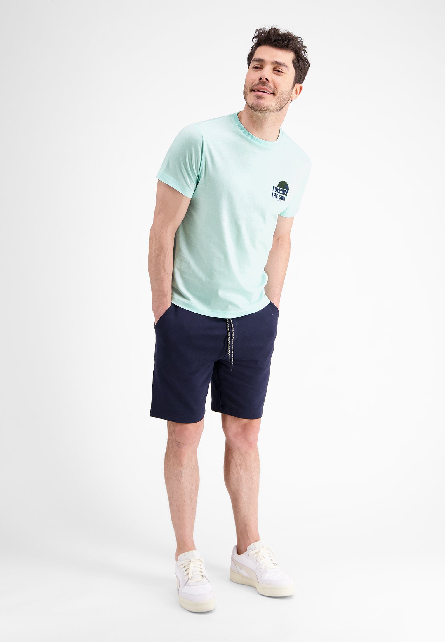 Lerros T-shirt LERROS T-shirt met borstprint *Follow the sun*