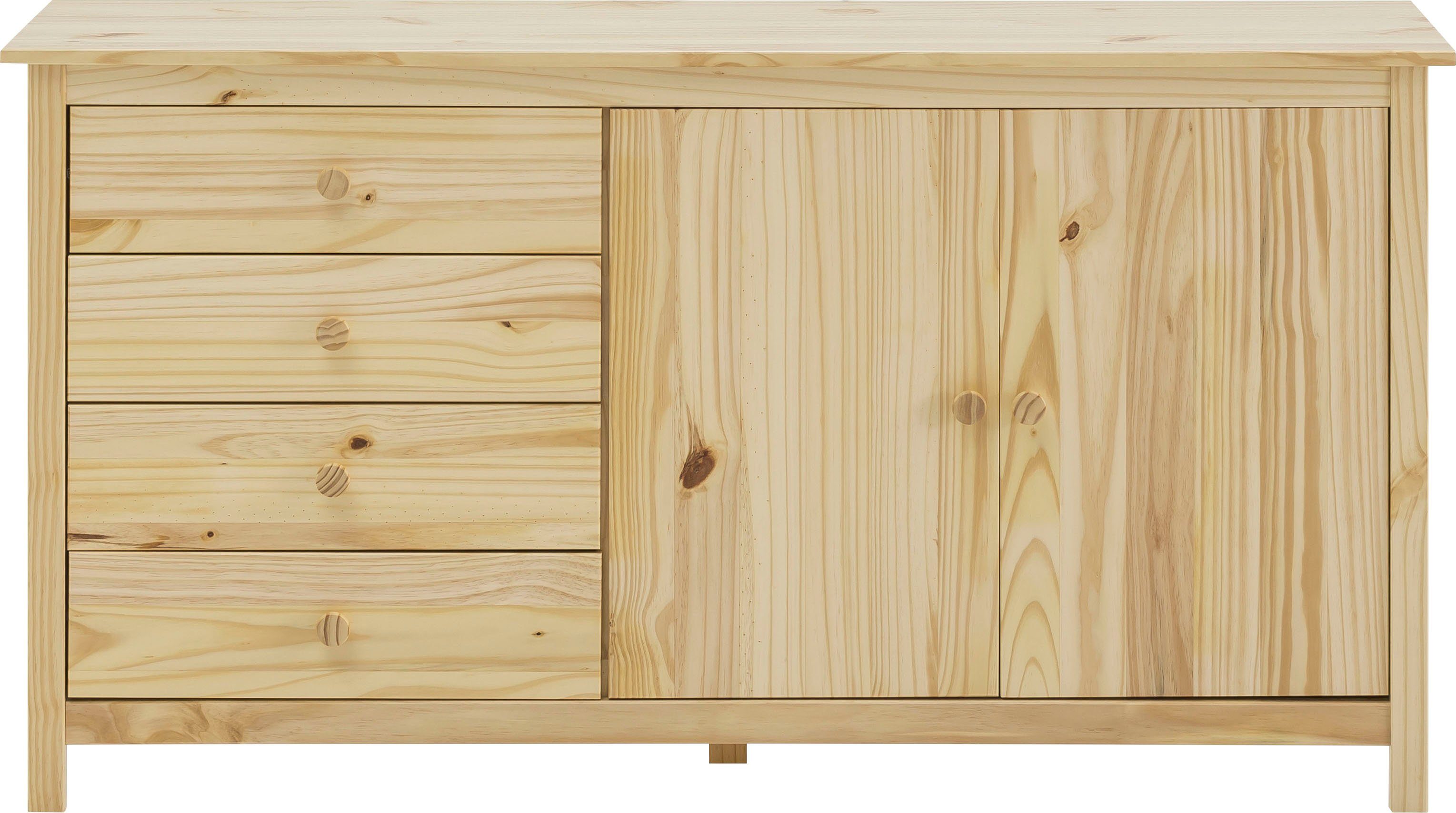 Home affaire Dressoir Chur Commode van massief grenenhout dressoirs maat 150x40x80 cm beige