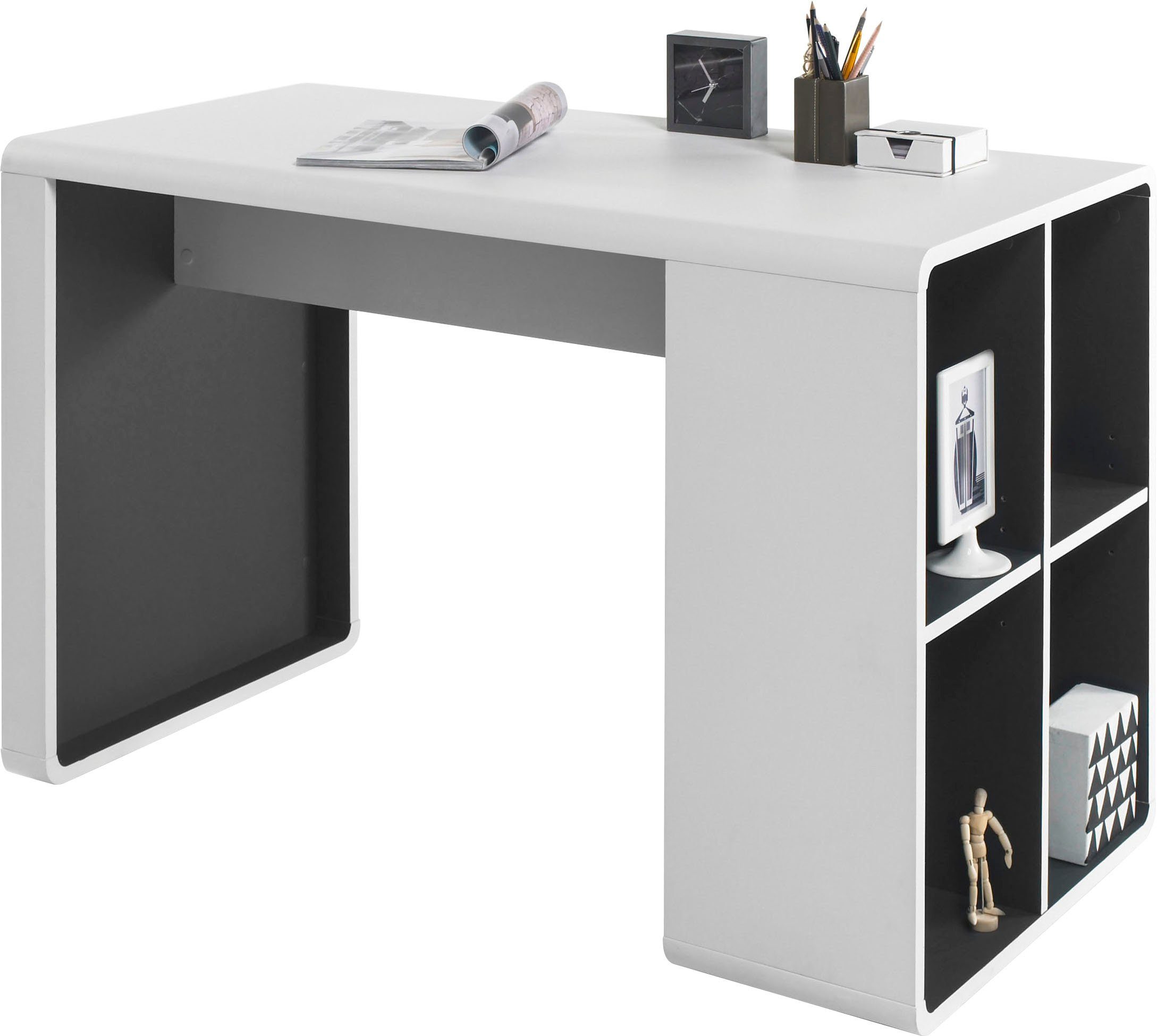 MCA furniture Bureau Tadeo matwit met 4 open vakken, breedte 119 cm