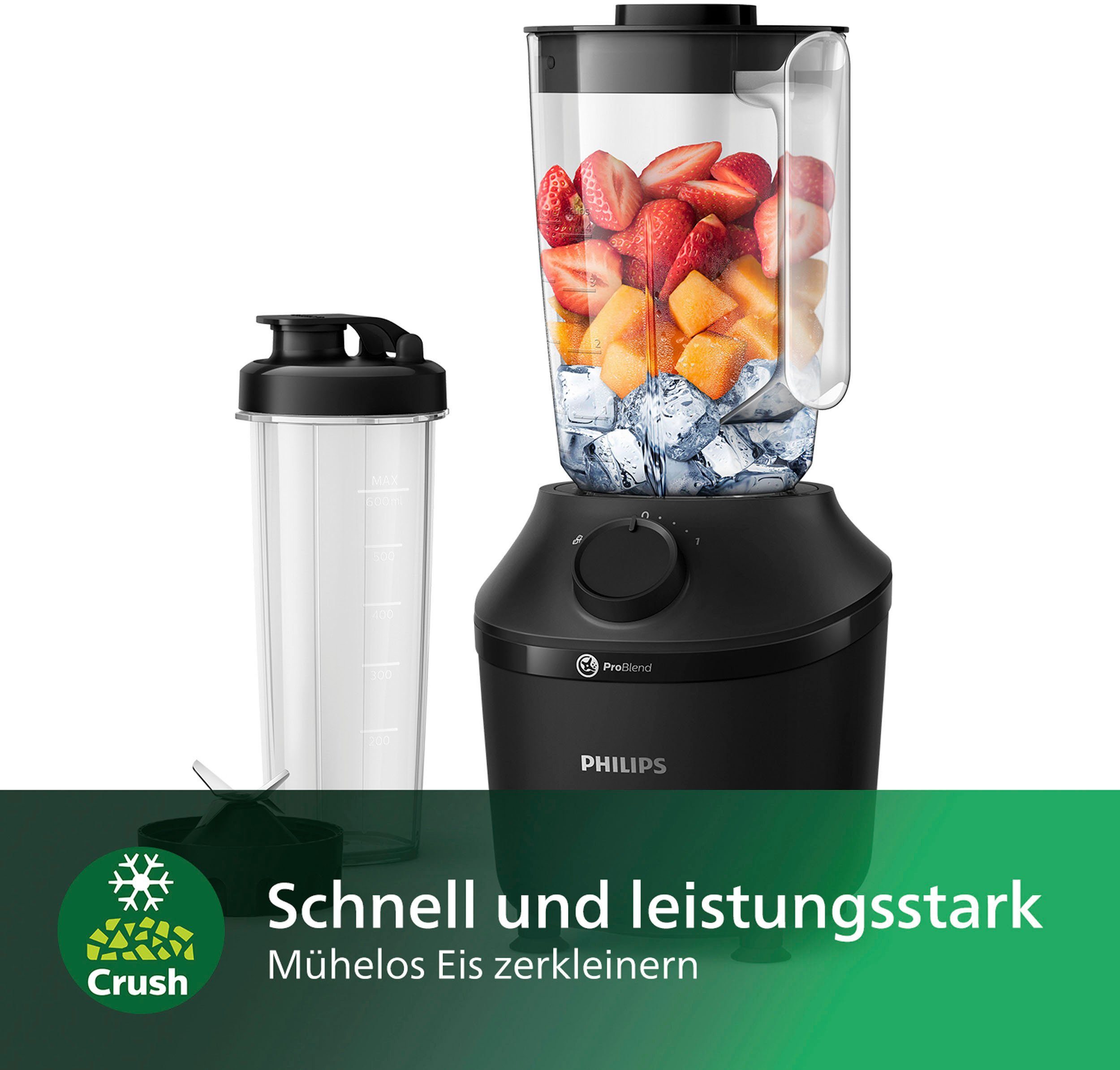 Philips Blender HR2041x41 3000 Series, met ProBlend-technologie, 1,9l-container en 1 snelheidsniveau + impulsinstelling, zwart