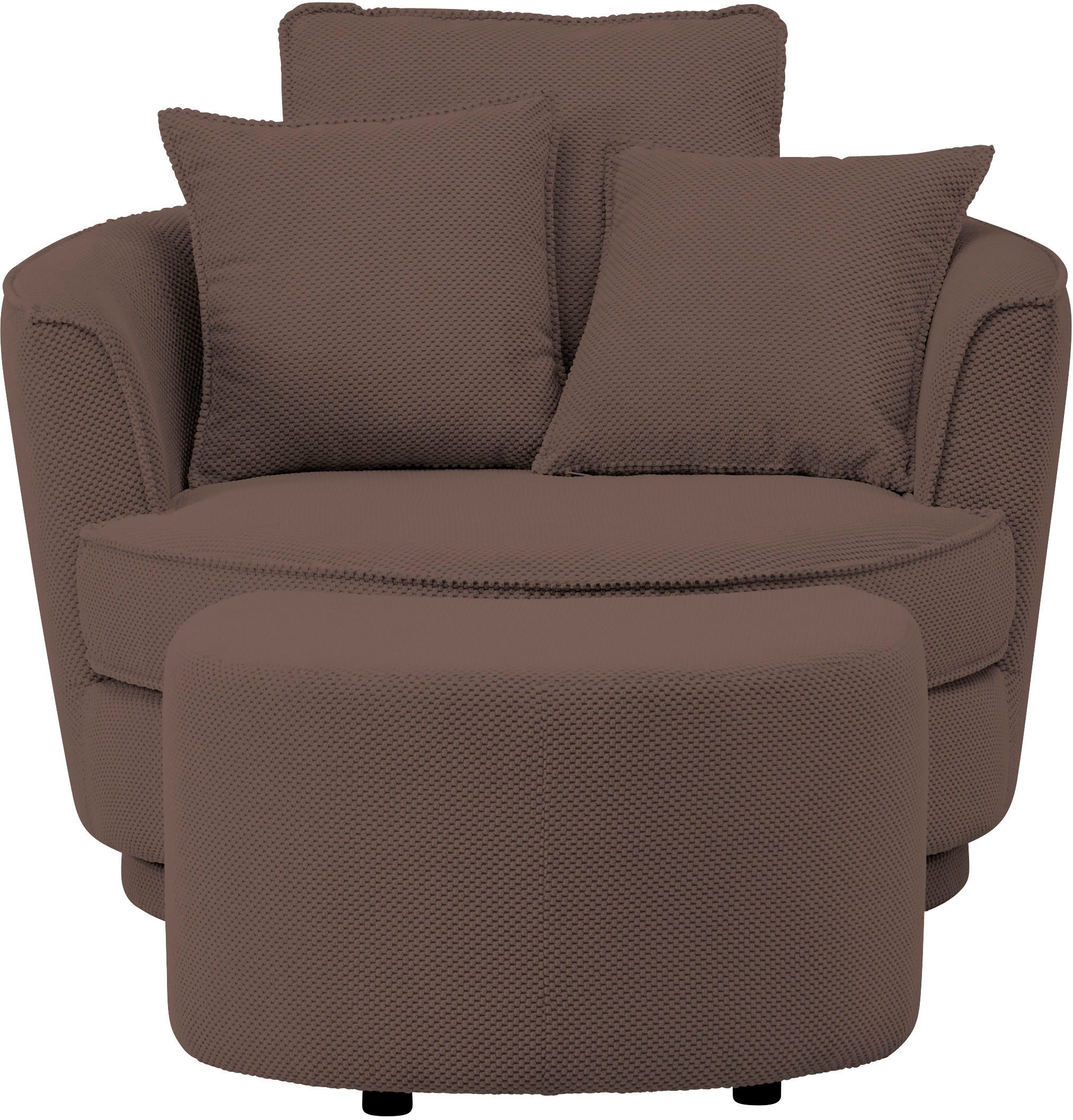 Leonique Draaibare fauteuil MAISIE, Love Seat XXL leesfauteuil, grote fauteuil met poef(2 stuks)