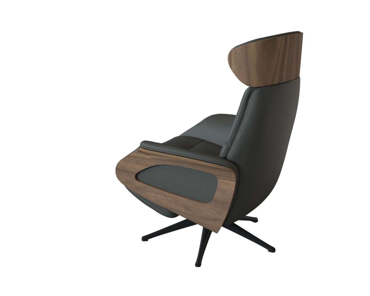 FLEXLUX Relaxfauteuil Clement praktische elektrische fauteuil Maat M, elektrische rug- en voetensteun, accu, armleuning Walnoot, zwarte poot