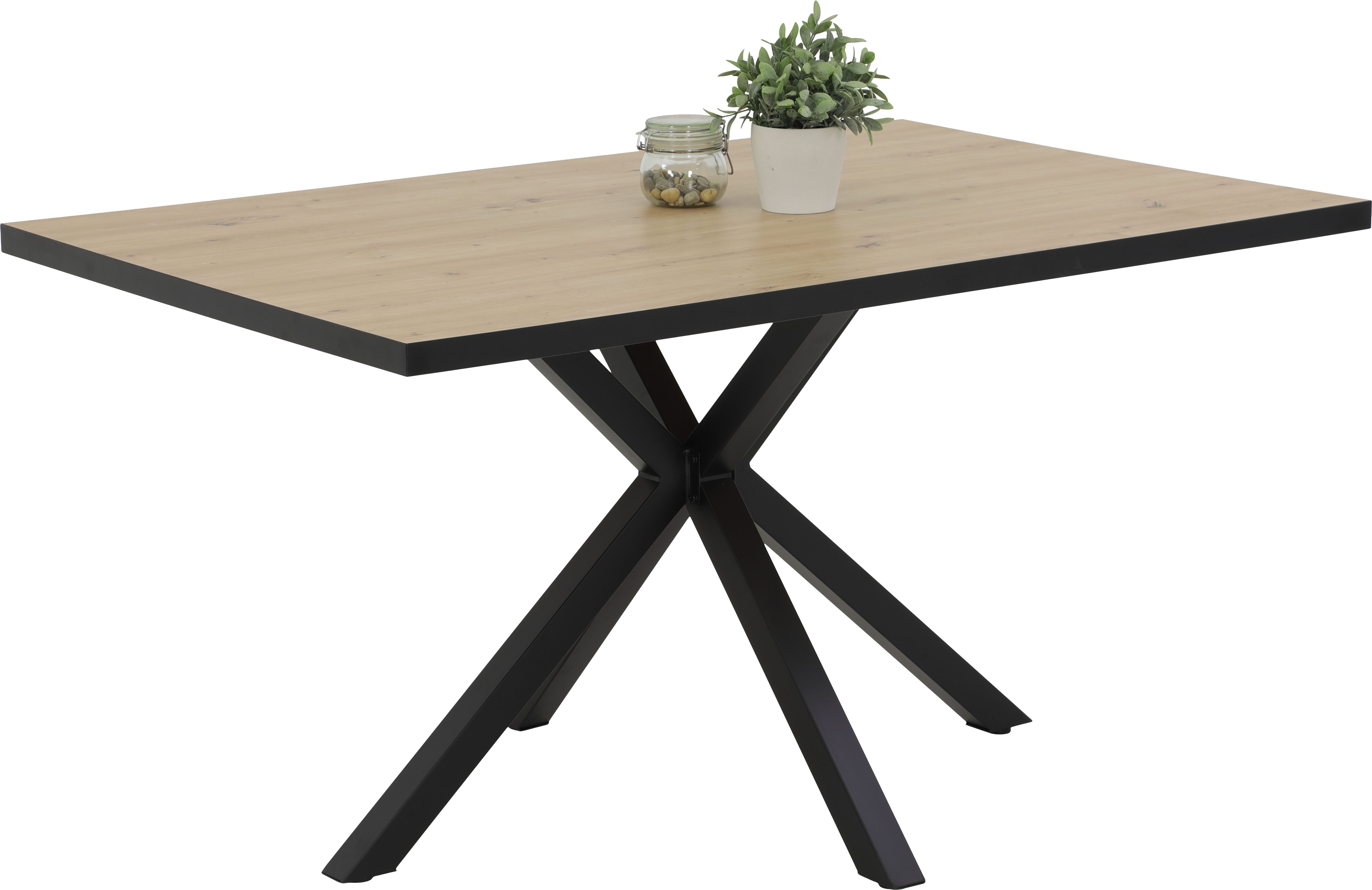 HELA Eethoek Spree Eettafel 140x90 cm met dikke rand, microvezel bekleding(4-delig)