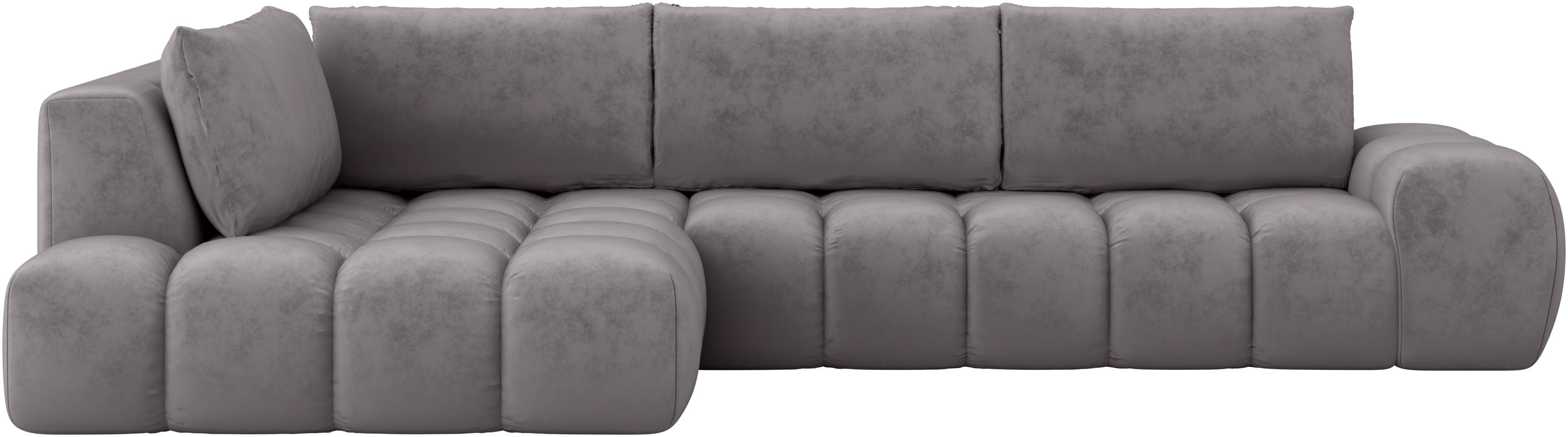 INOSIGN Hoekbank AZITA designsofa, elegant en comfortabel L-vorm, bubbel-look losse rugkussens, droomachtige stiksels, afmetingen b/d/h: 352/210/72 cm