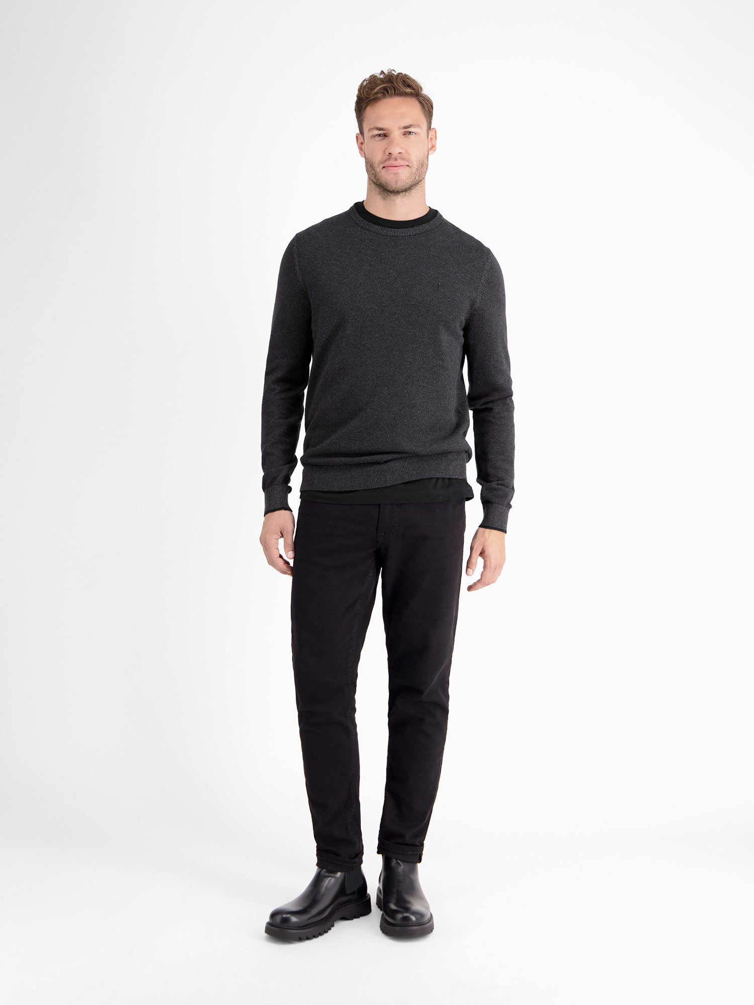 Lerros Gebreide trui LERROS lichte gebreide pullover met smalle ribstructuur