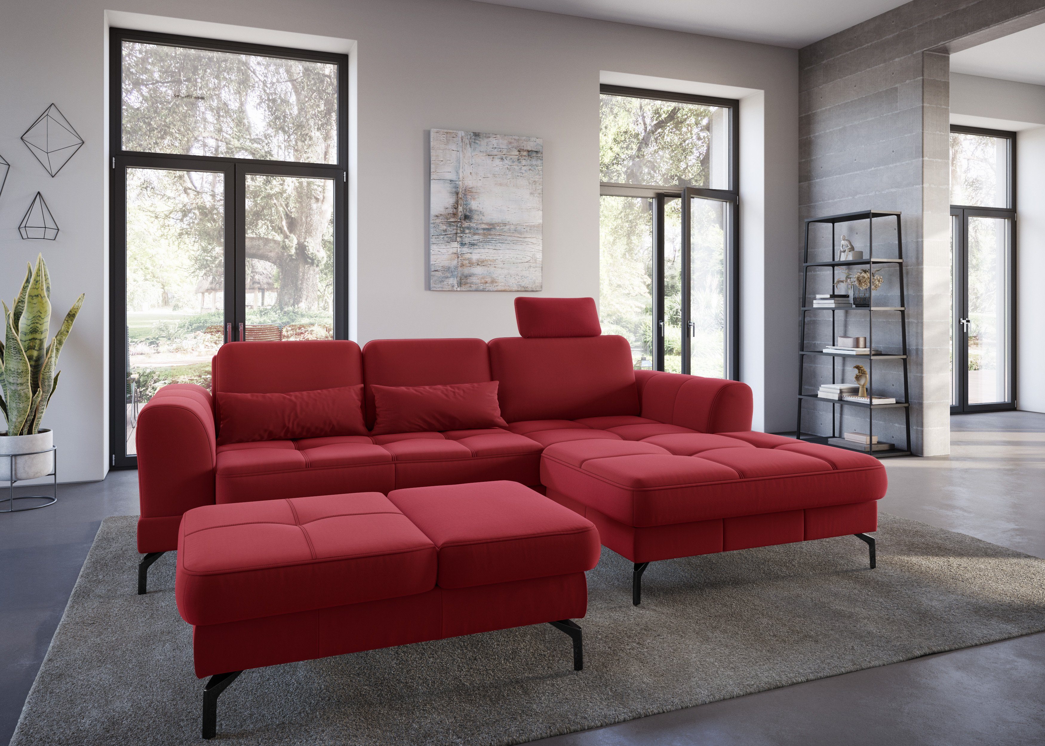sit&more Hoekbank Bendigo L-vorm inclusief zitdiepteverstelling, bodemvrijheid 15 cm, 2 pootkleuren