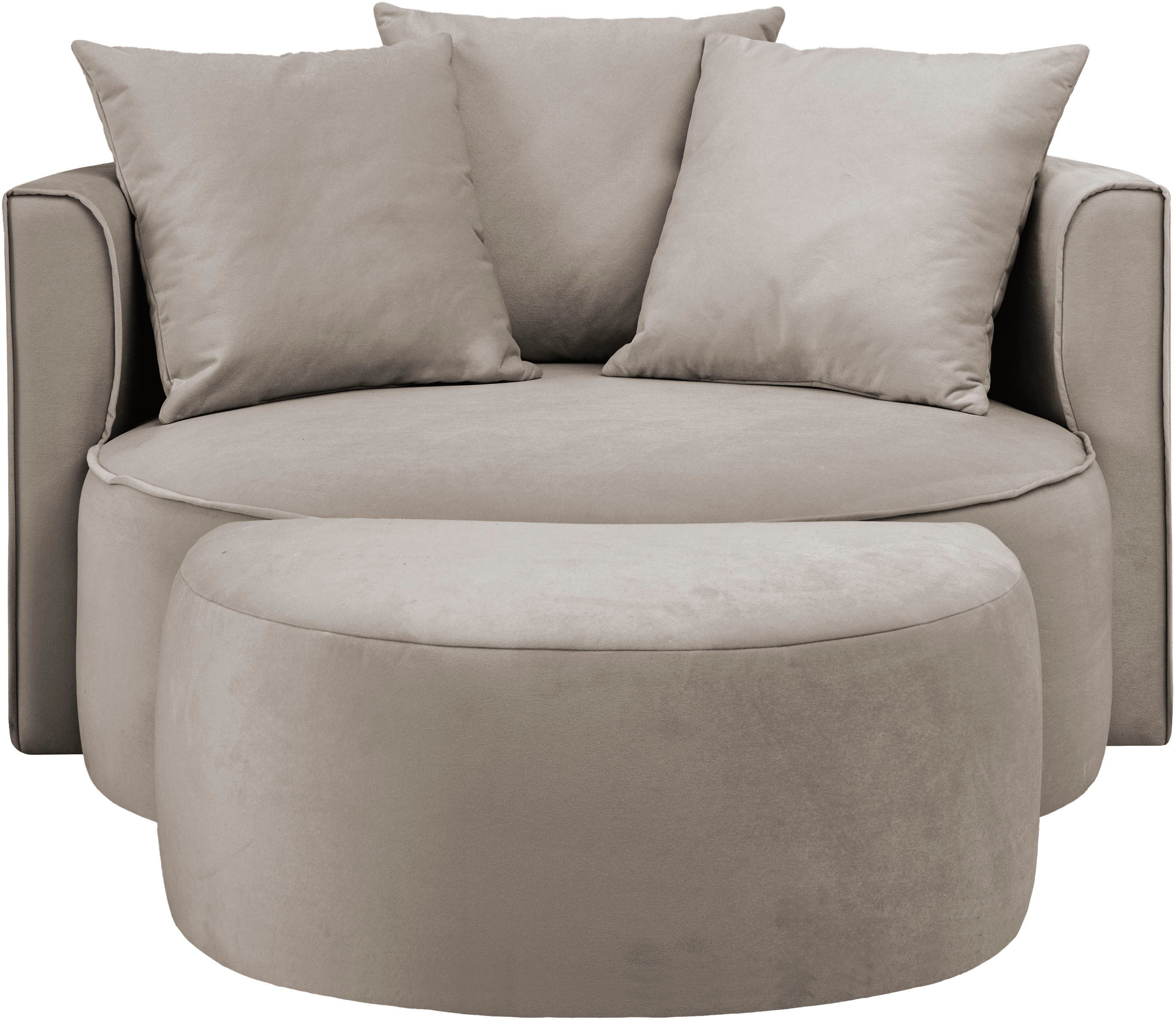 LeGer Home by Lena Gercke XXL-fauteuil Isalie, ronde stoel met voetensteun, leesstoel, loveseat, grote stoel (set)