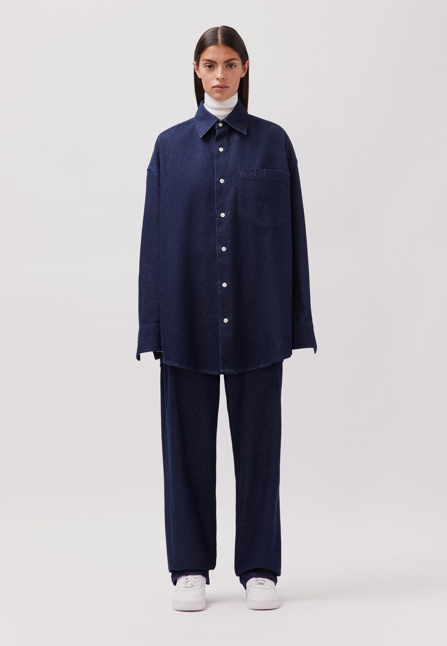 studio seidensticker Overhemd met korte mouwen Oversized 1/1 Kentkraag Denim