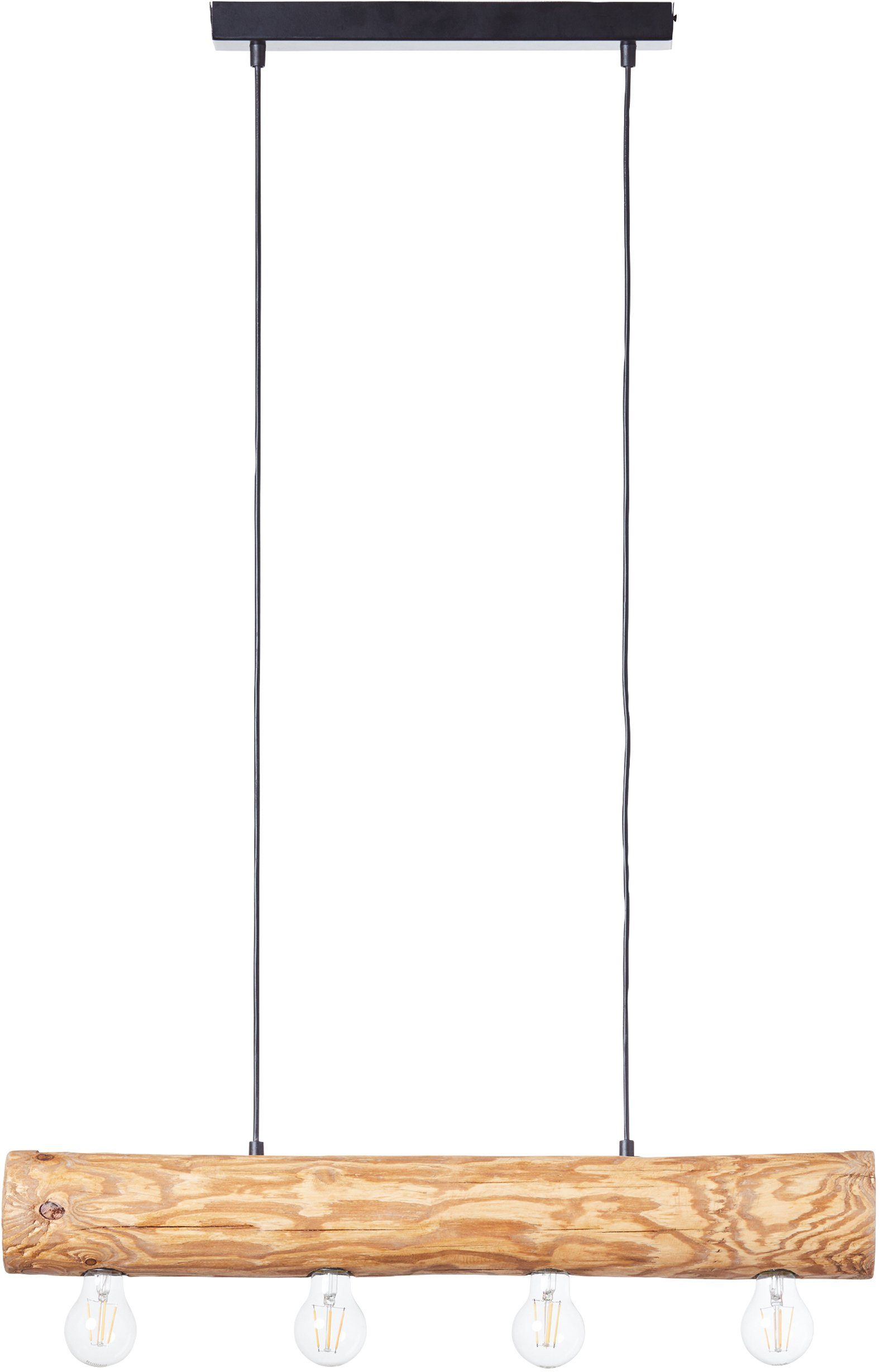 Brilliant Leuchten Hanglamp TRABO 105 cm hoogte, 70 cm breedte, 4 x e27, in te korten, hout / metaal, grenen gebeitst (1 stuk)