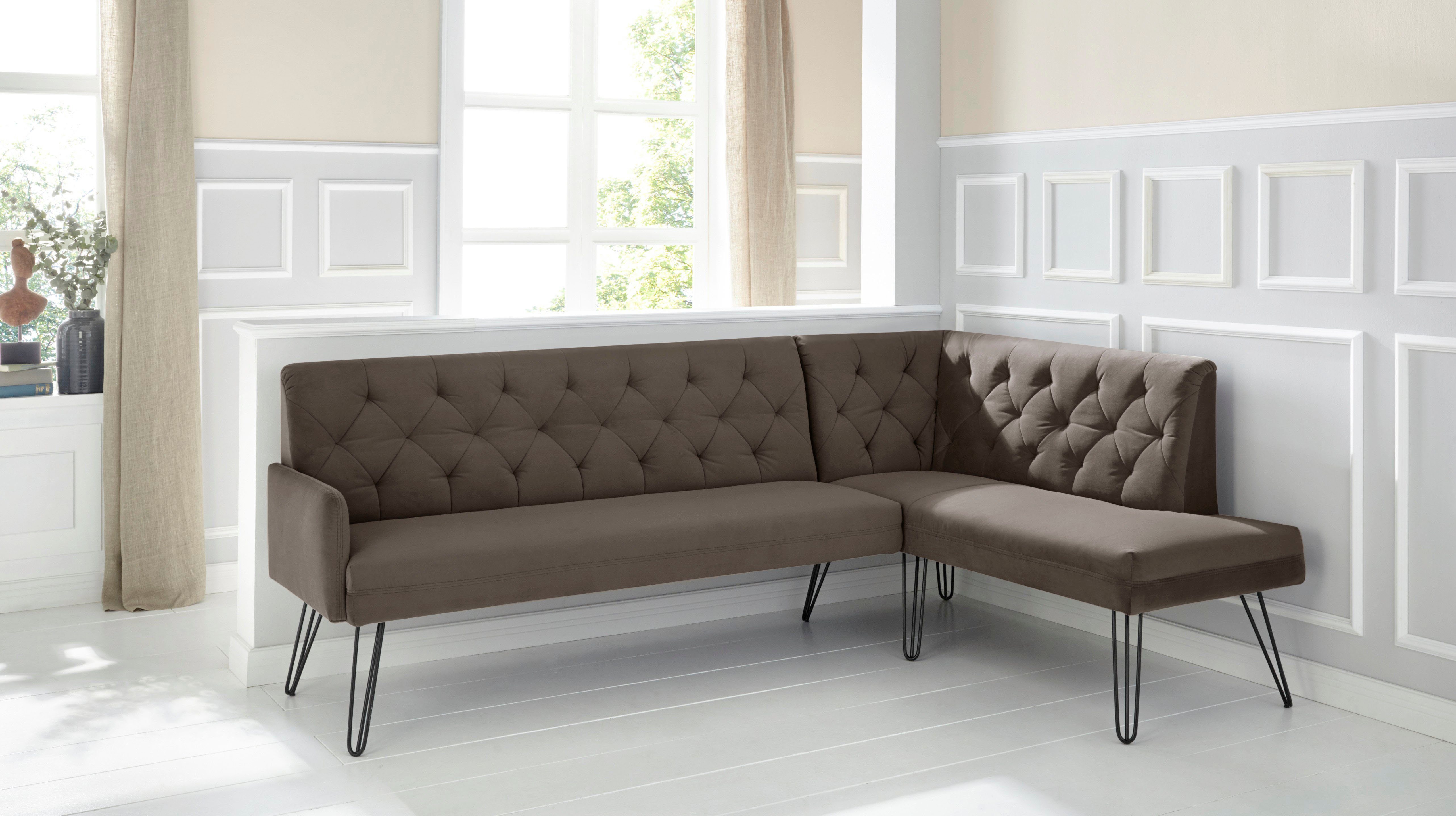 exxpo - sofa fashion Hoekbank Doppio, Chesterfield look, comfortabel en handig, hoge designvoeten