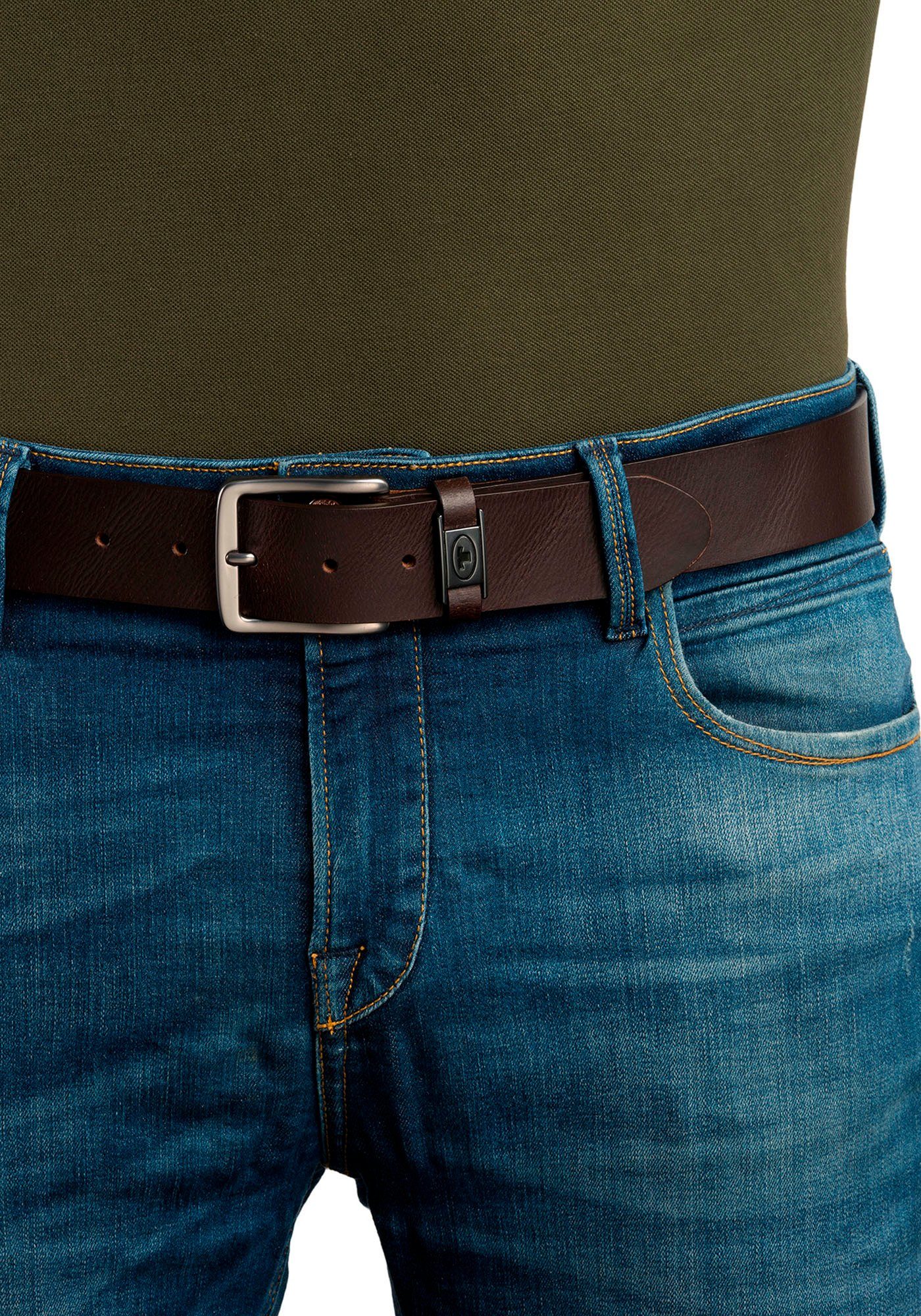 Tom Tailor Leren riem TTJULIAN 4 cm brede herenriem, ideaal voor jeans, tot maat 120