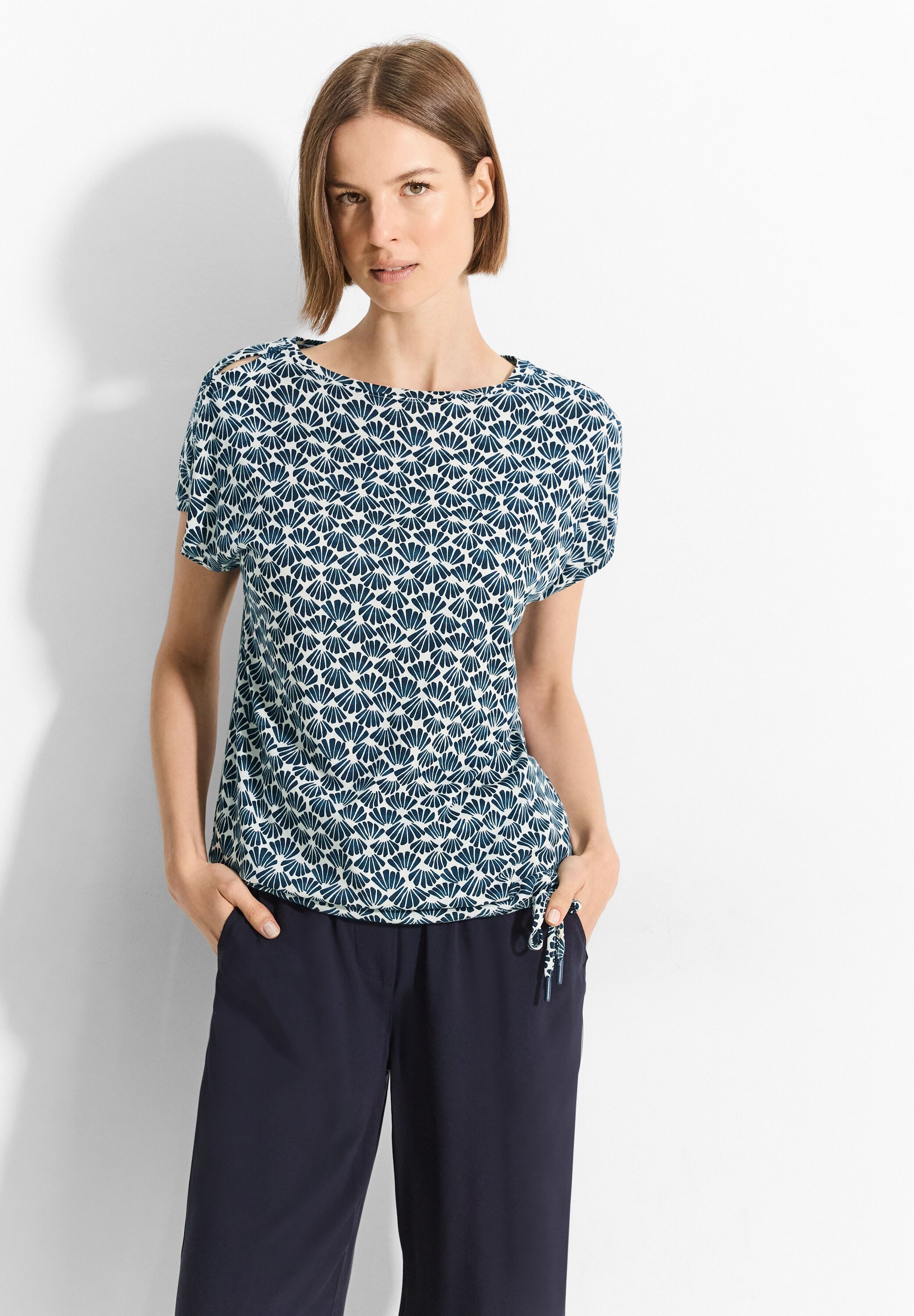 Cecil Shirt met print met luchtige splits op de schouder