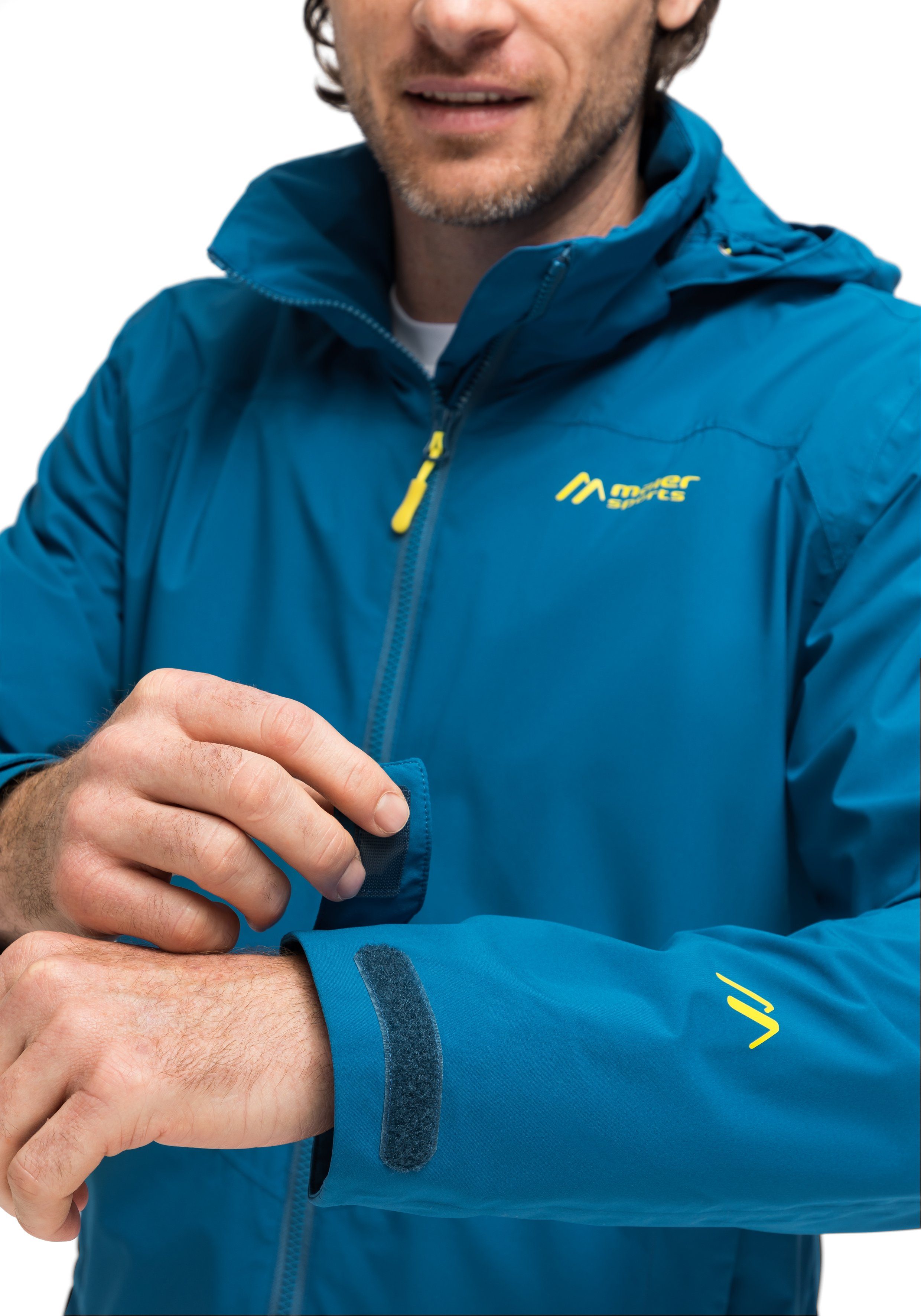 Maier Sports Outdoorjack Metor rec M Heren regenjack, waterdicht met capuchon, 2 zakken aan de buitenkant, binnenzak