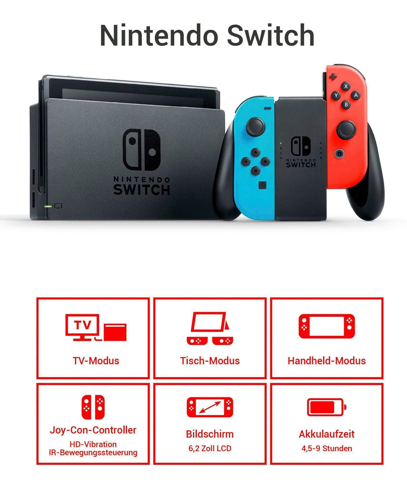 Nintendo Switch Gameconsole Switch neon-rood/neon-blauw