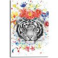 reinders! artprint tijger bloemenkrans - planten - in vrolijke kleuren (1 stuk) multicolor