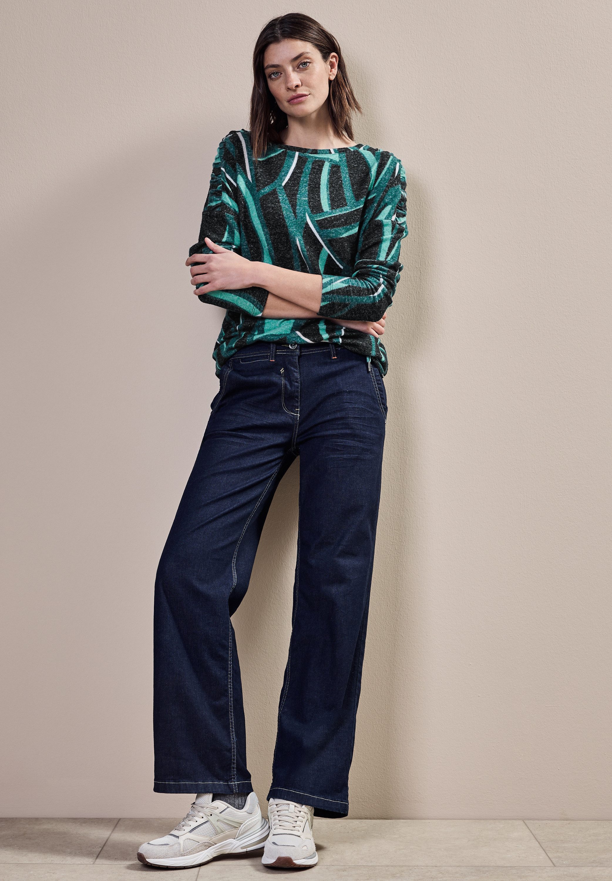 Cecil Shirt met lange mouwen met grafisch patroon