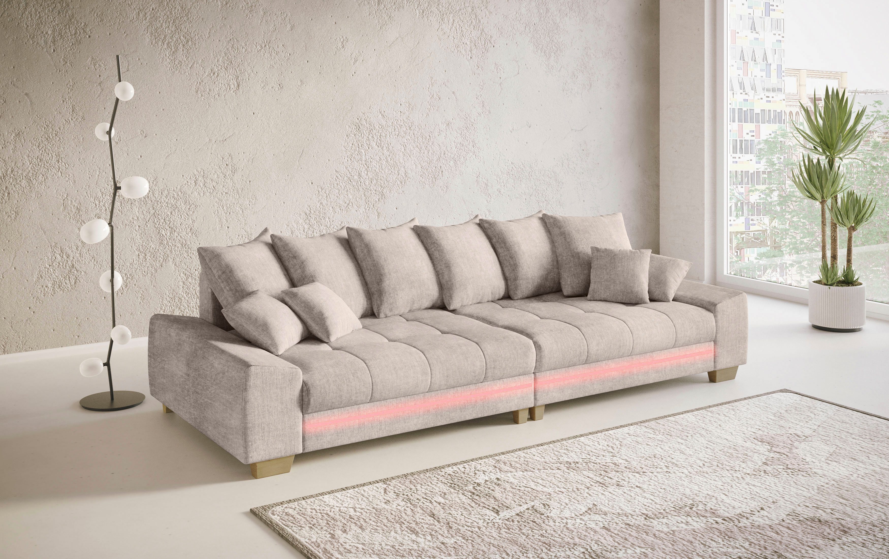 Mr. Couch Megabank Nikita II met rgb-led-verlichting, koudschuim bekleding tot 140 kg belastbaar