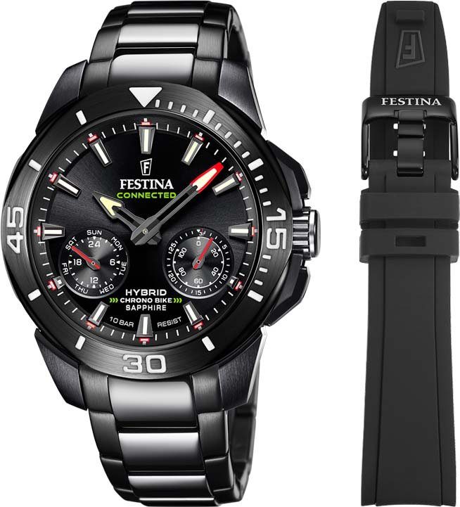 Festina Chronograaf Chrono Bike Connected - Special Edition Polshorloge, quartz, herenhorloge, stopwatchfunctie, ideaal als cadeau (set, 3-delig,
