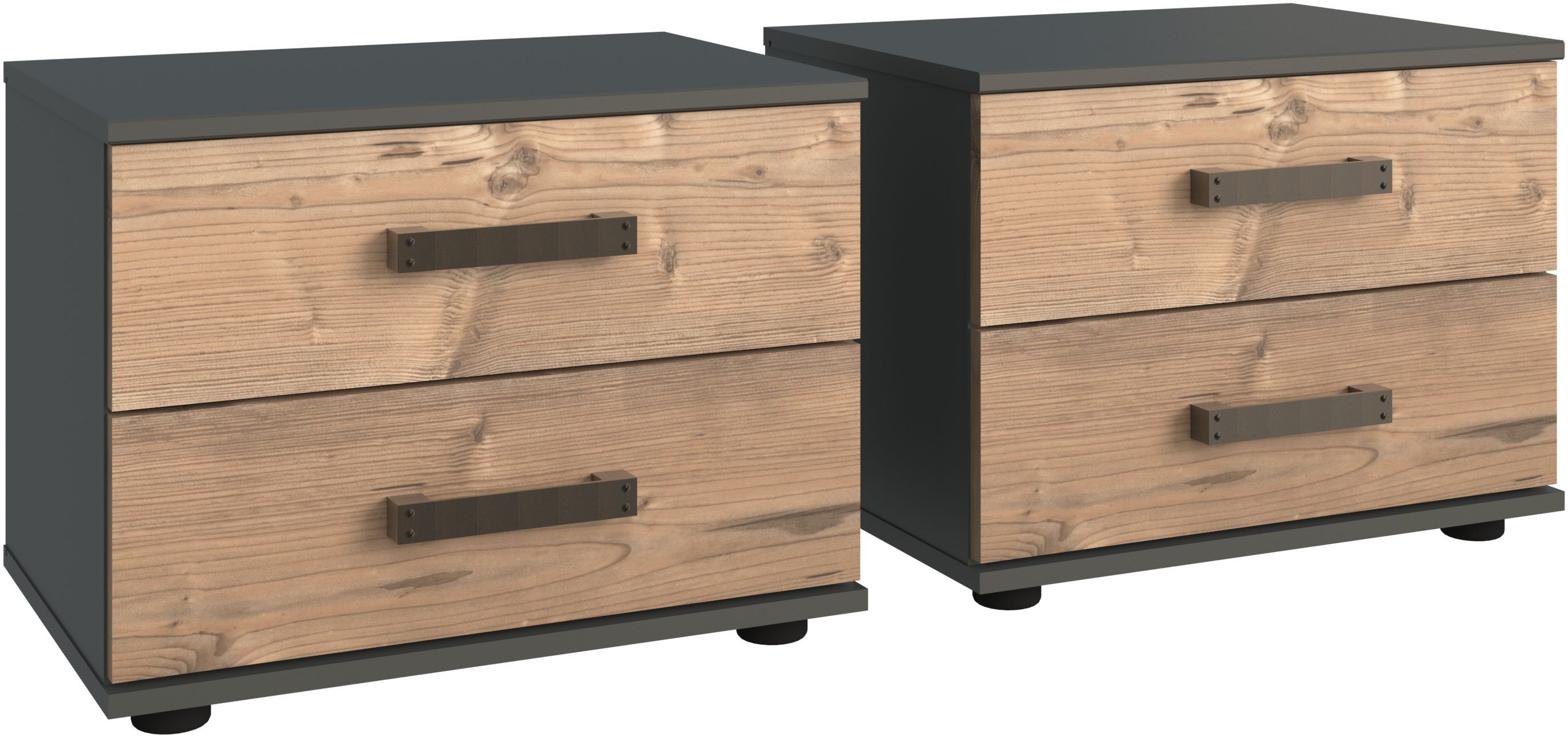 Wimex Nachtkastje Stockholm, nachtkastje 52cm breed, Made in Germany Industriële look, 2 hoogtes beschikbaar, afzonderlijk of in 2-delige set