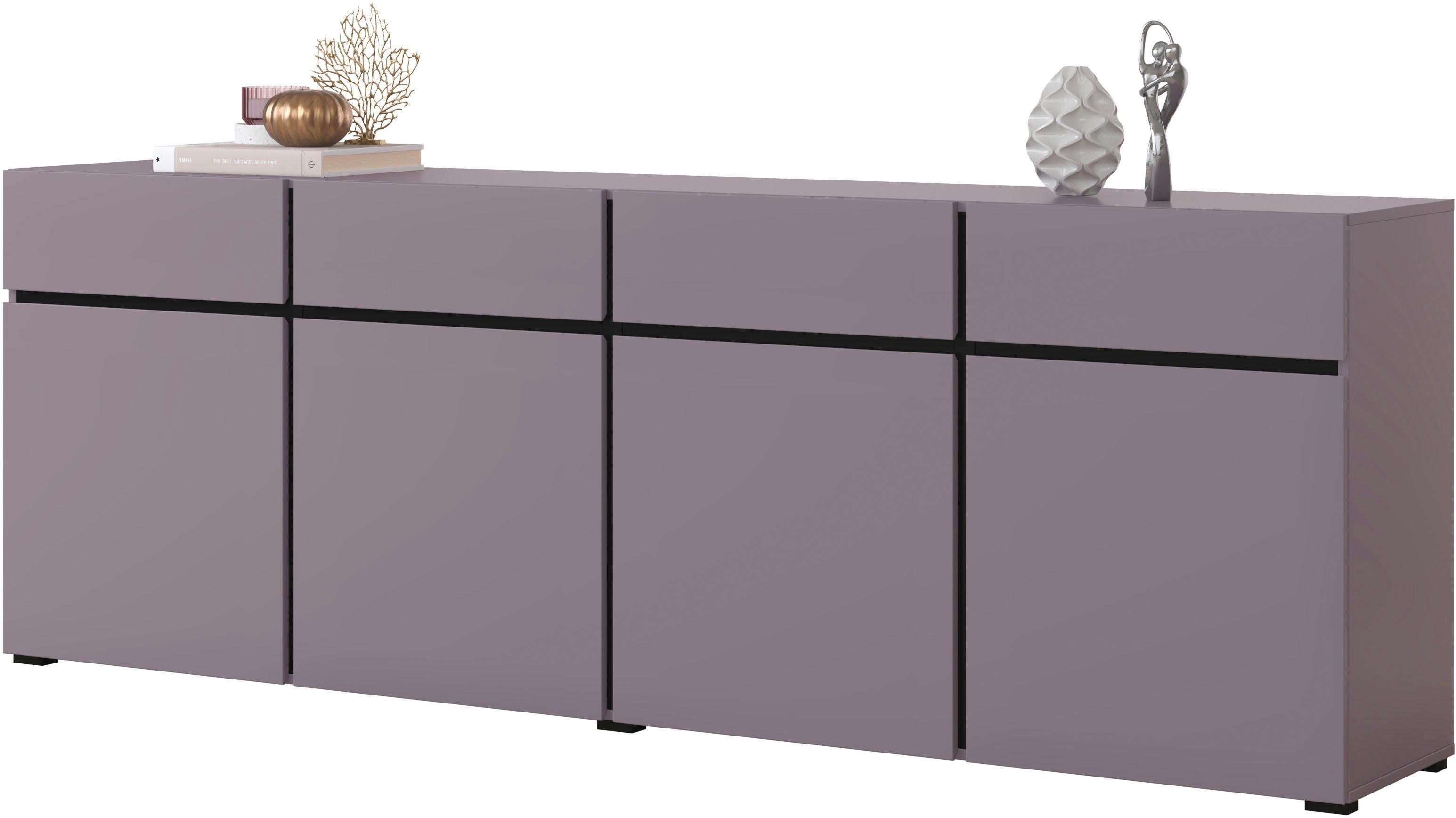 INOSIGN Dressoir Cross, breedte 225 cm, moderne greeploze ladekast, 4 deuren/4 laden